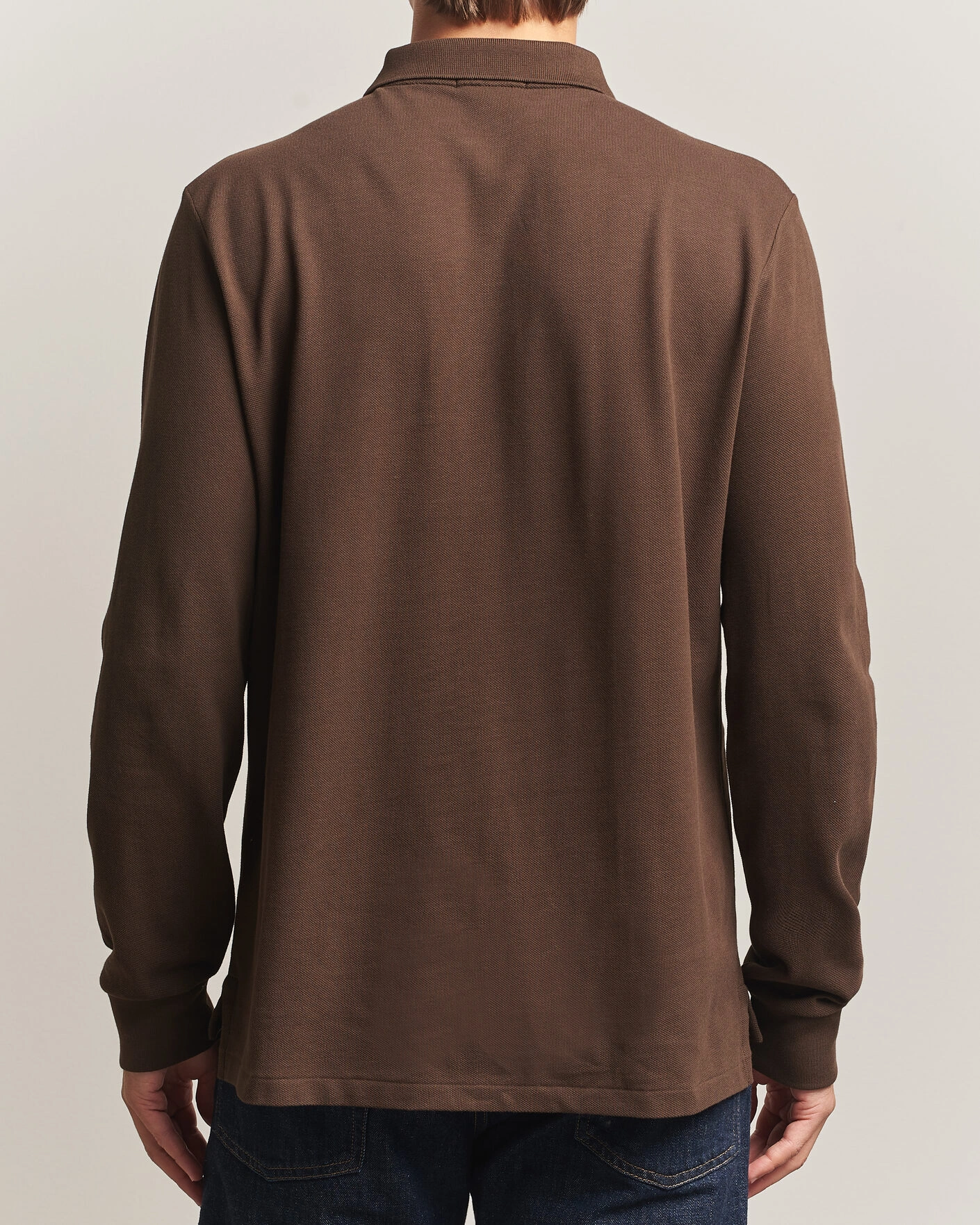 Herr | Pikéer | Polo Ralph Lauren | Custom Slim Fit Long Sleeve Polo Nutmeg Brown