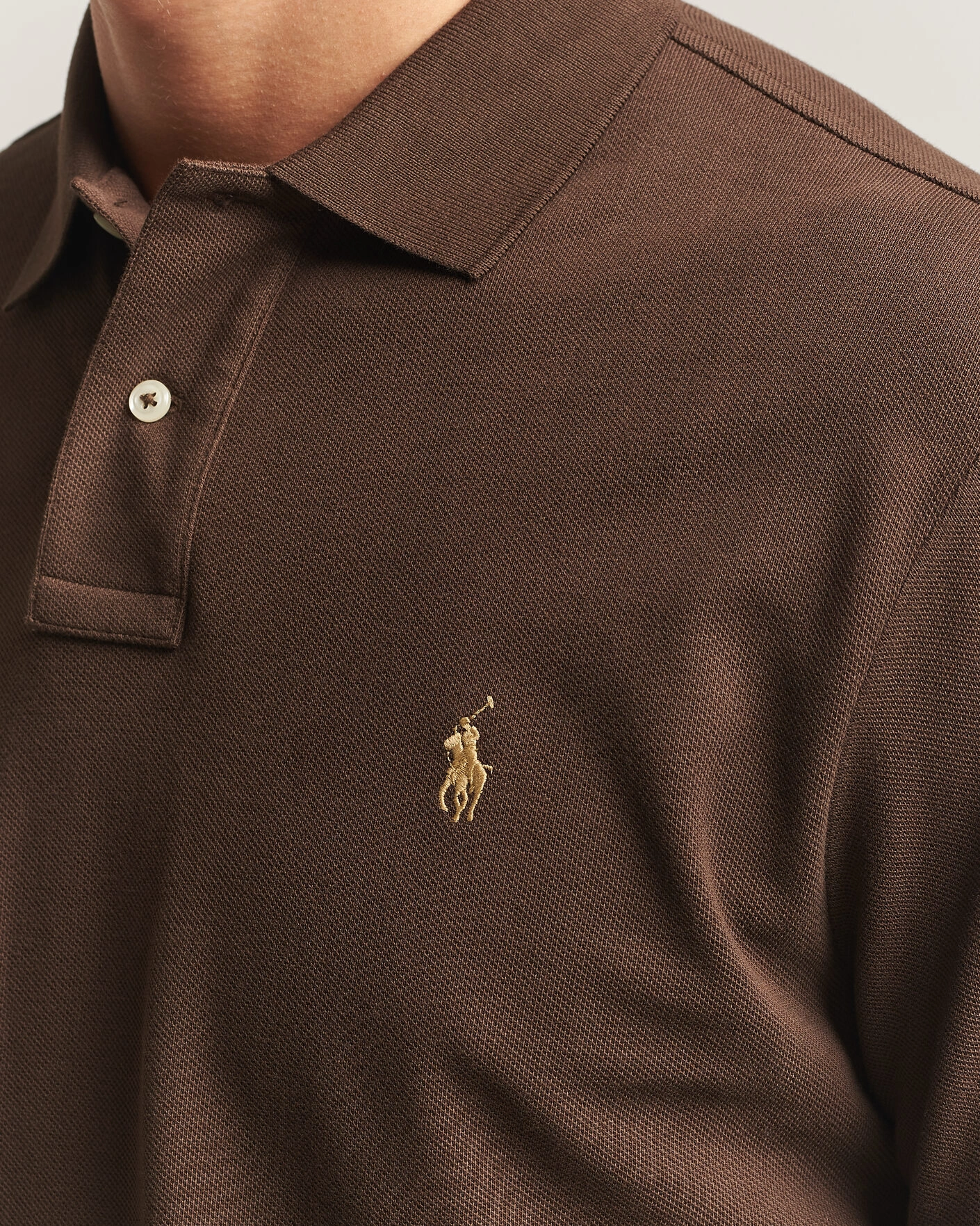 Herr | Pikéer | Polo Ralph Lauren | Custom Slim Fit Long Sleeve Polo Nutmeg Brown