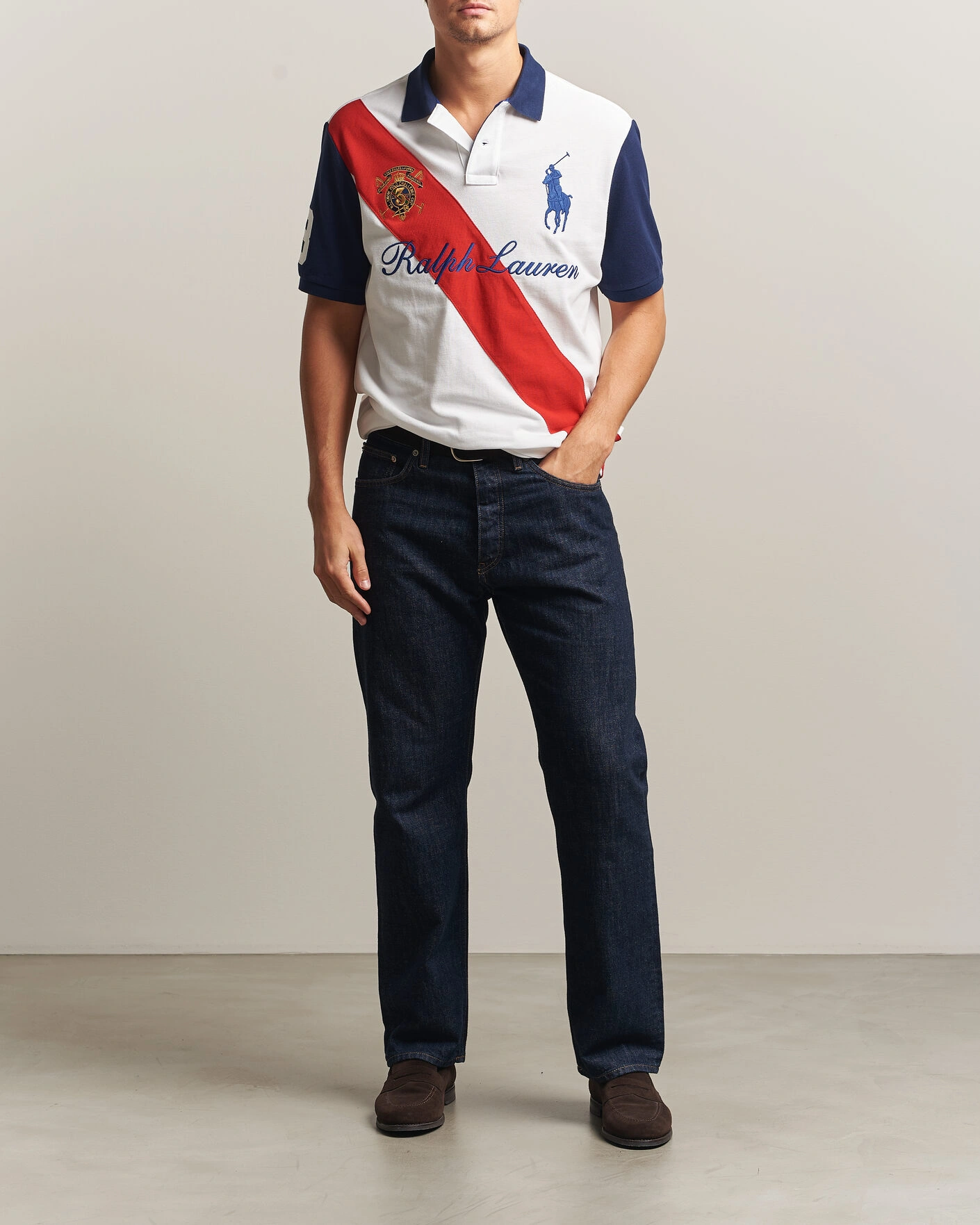Herr | Pikéer | Polo Ralph Lauren | Classic Fit Diagonal Stripe Polo White