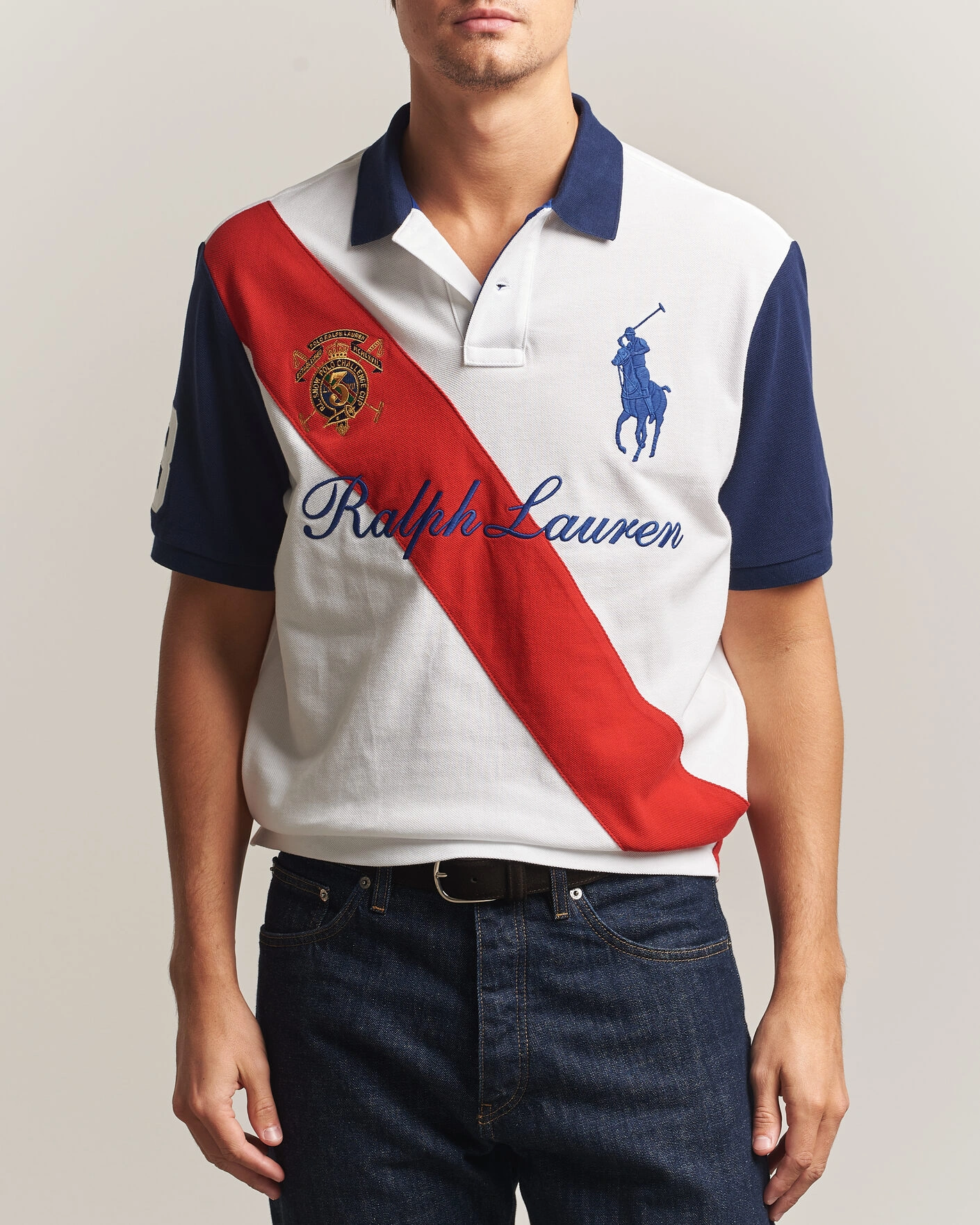 Herr | Pikéer | Polo Ralph Lauren | Classic Fit Diagonal Stripe Polo White