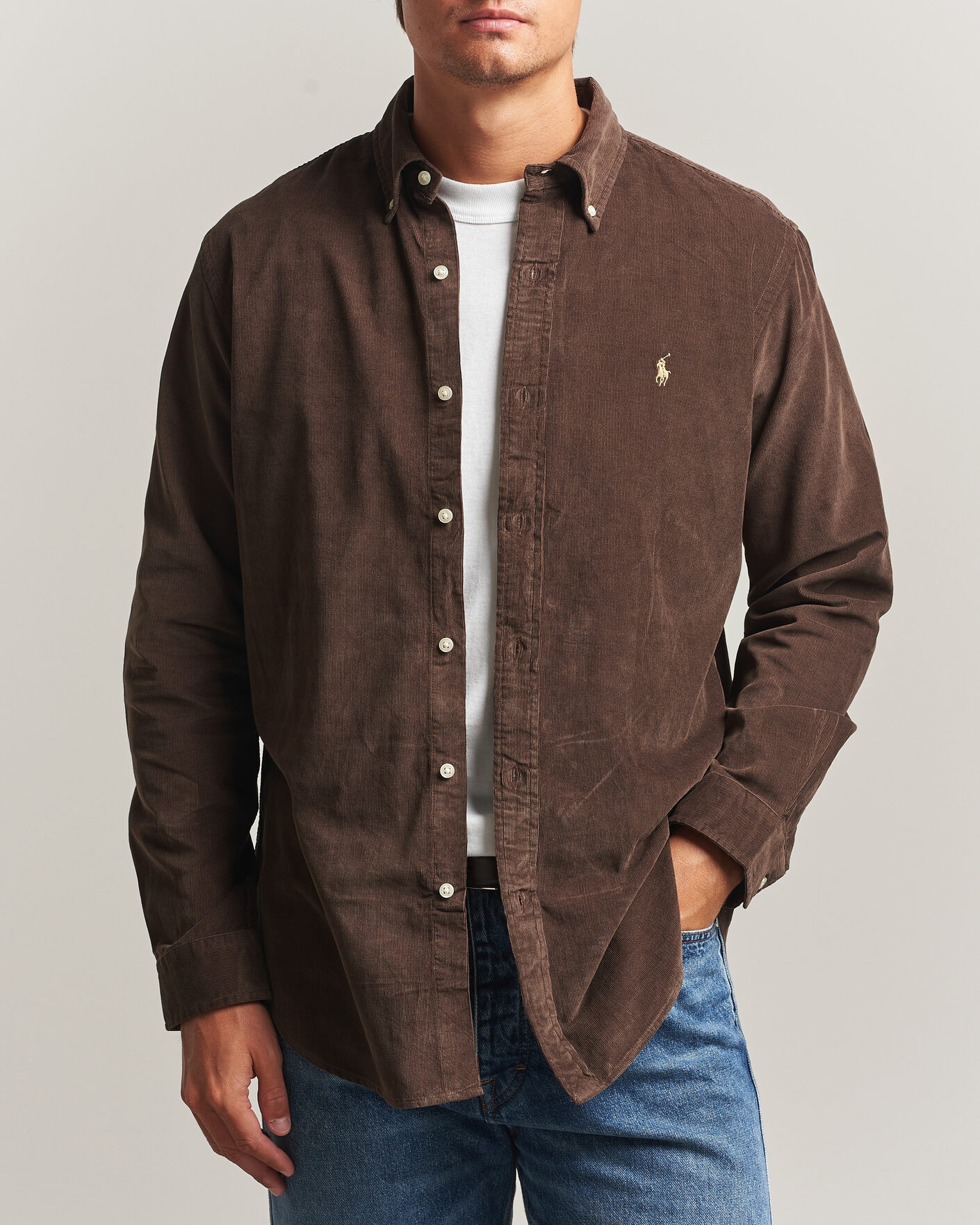 Herr | Skjortor | Polo Ralph Lauren | Custom Fit BD Corduroy Shirt Nutmeg Brown