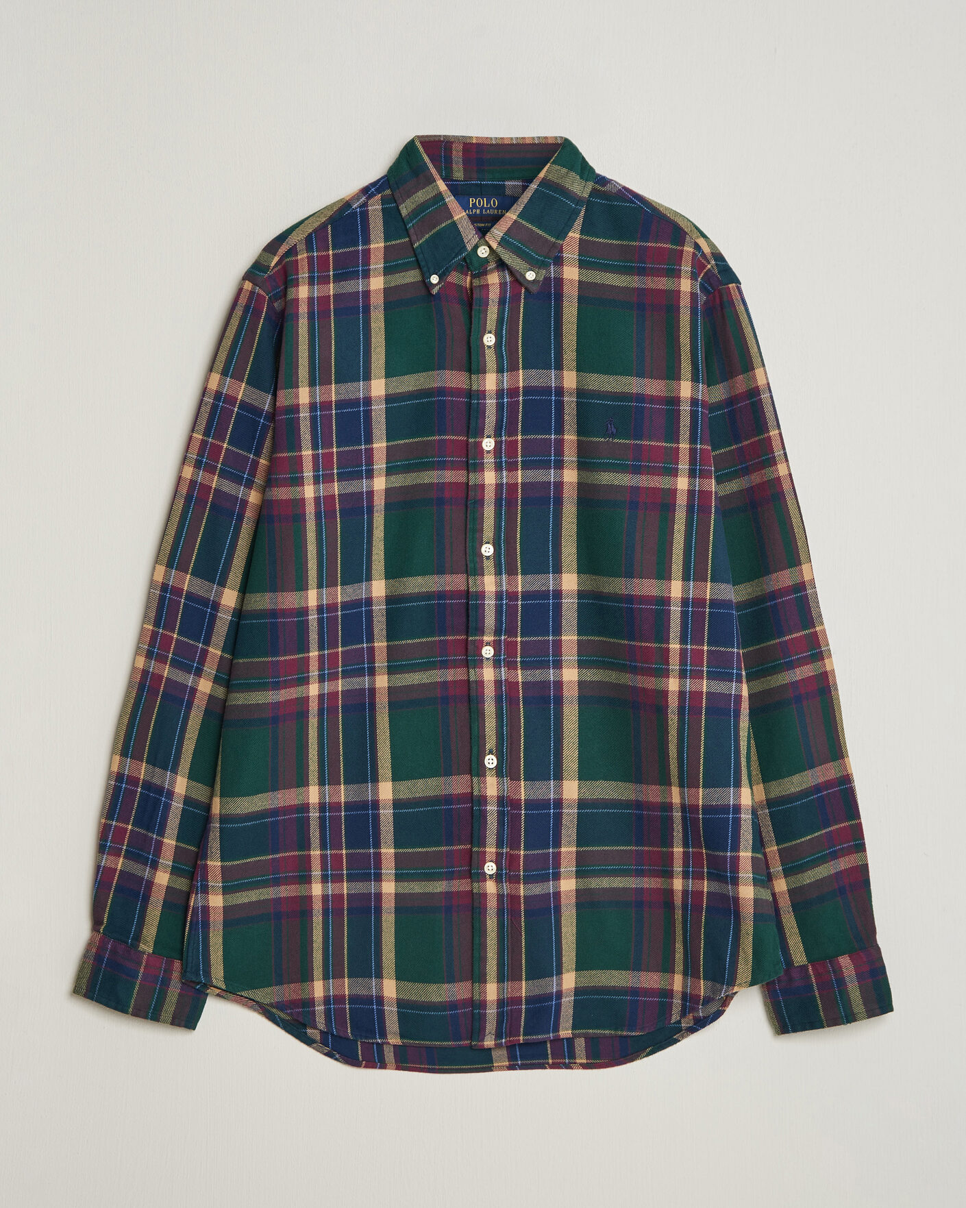 Herr | Skjortor | Polo Ralph Lauren | Custom Fit Brushed Flannel Shirt Forest Burgundy