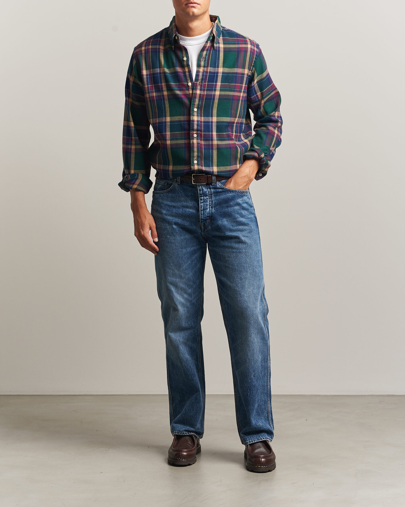 Herr | Skjortor | Polo Ralph Lauren | Custom Fit Brushed Flannel Shirt Forest Burgundy