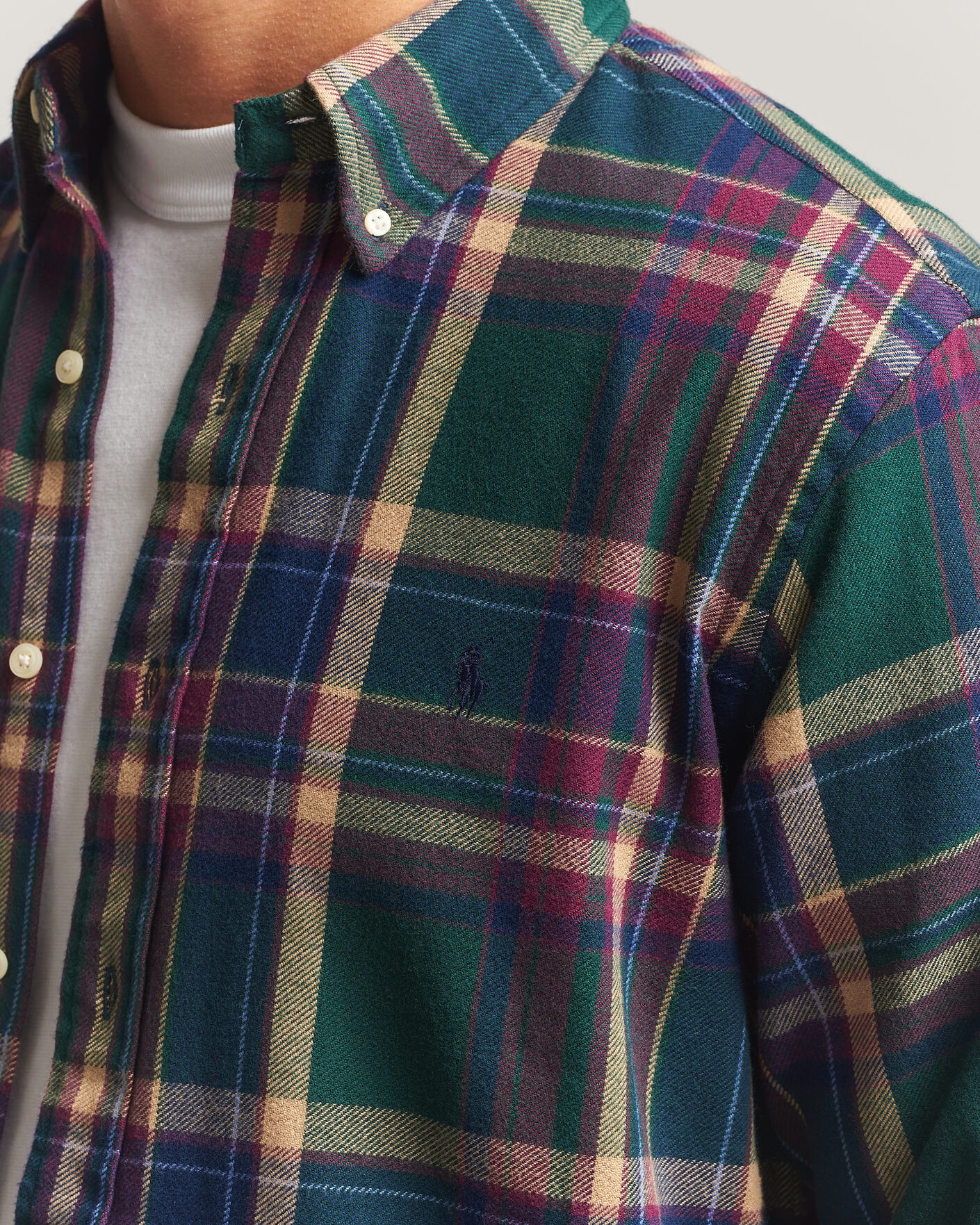 Herr | Skjortor | Polo Ralph Lauren | Custom Fit Brushed Flannel Shirt Forest Burgundy