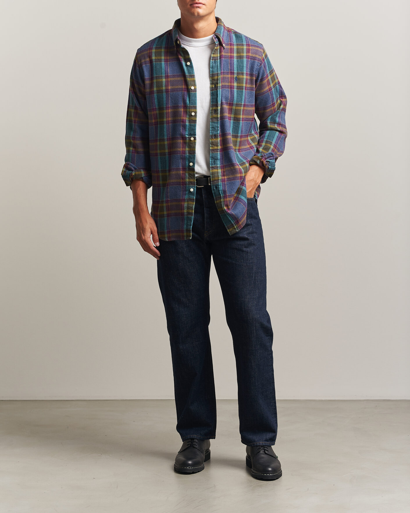 Herr | Skjortor | Polo Ralph Lauren | Custom Fit Brushed Flannel Shirt Blue Purple Heather