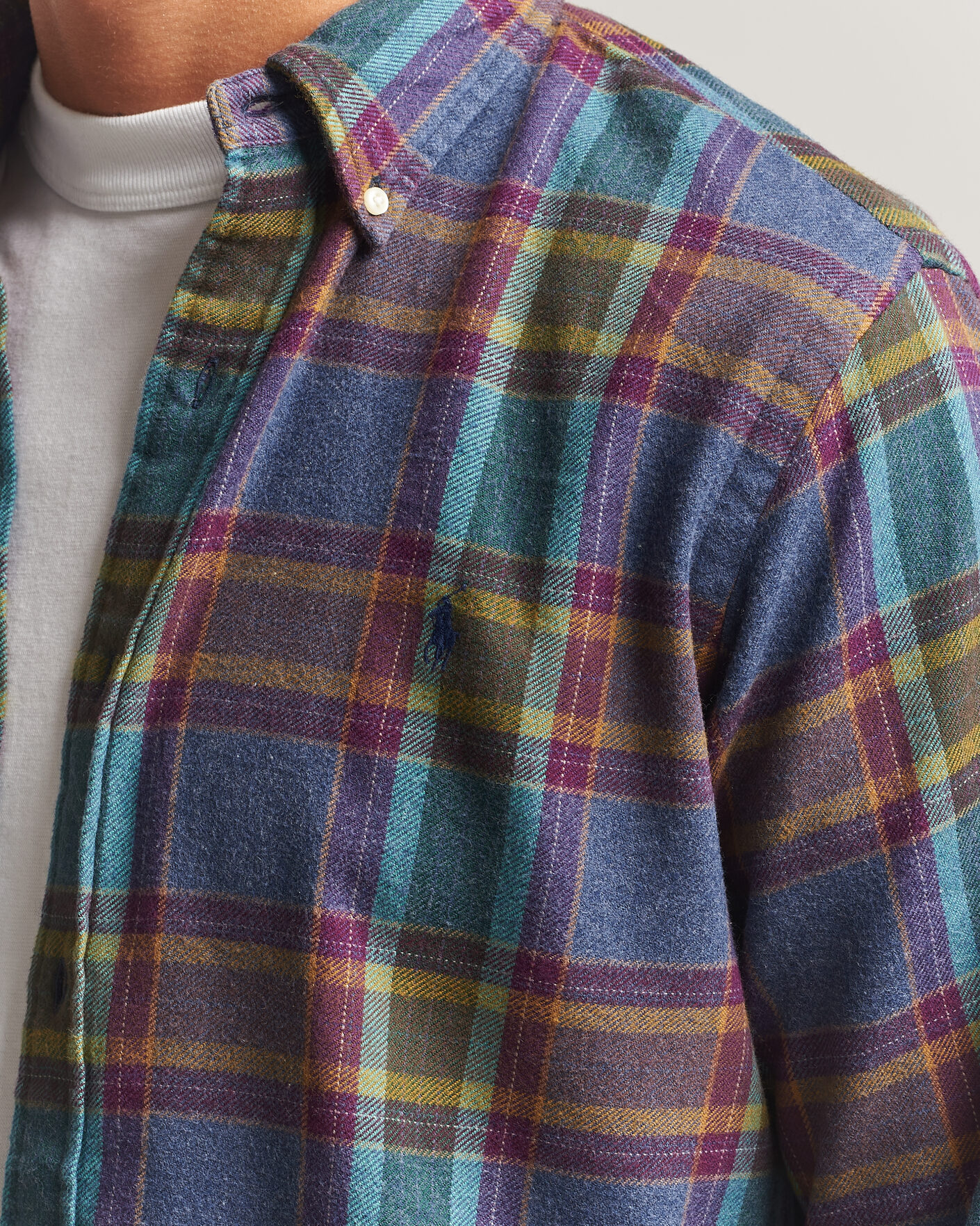 Herr | Skjortor | Polo Ralph Lauren | Custom Fit Brushed Flannel Shirt Blue Purple Heather