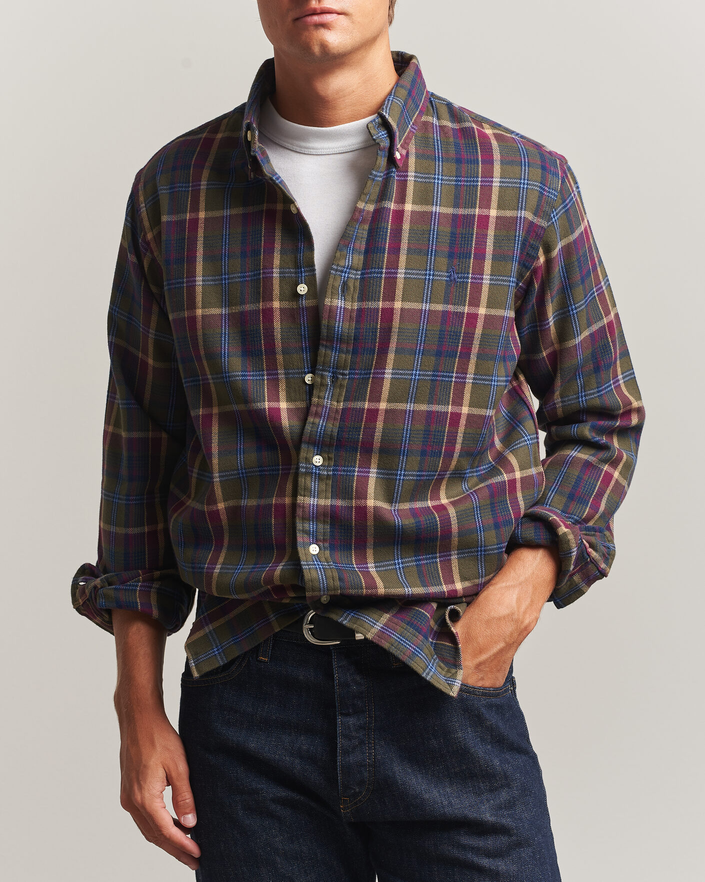 Herr | Skjortor | Polo Ralph Lauren | Custom Fit Brushed Flannel Shirt Olive Berry