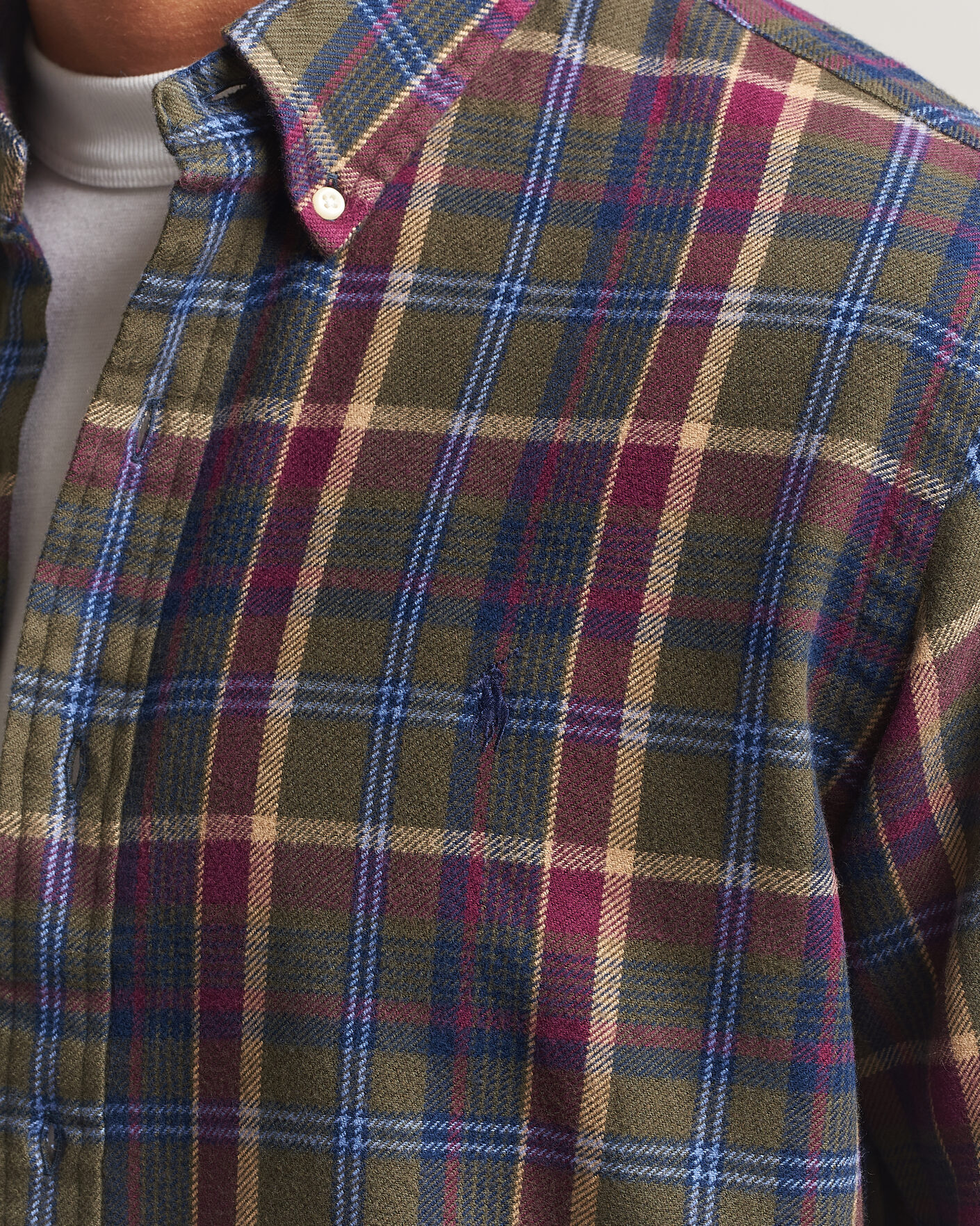 Herr | Skjortor | Polo Ralph Lauren | Custom Fit Brushed Flannel Shirt Olive Berry