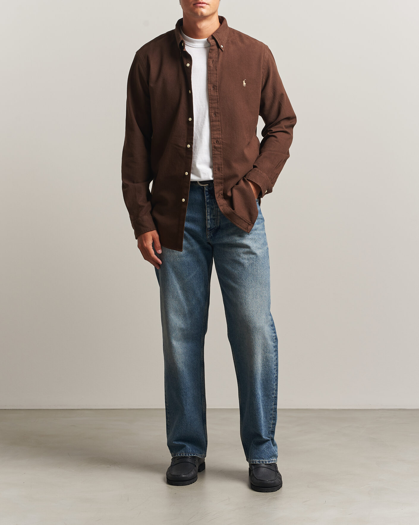 Herr | Skjortor | Polo Ralph Lauren | Custom Fit Brushed Flannel Shirt Nutmeg Brown