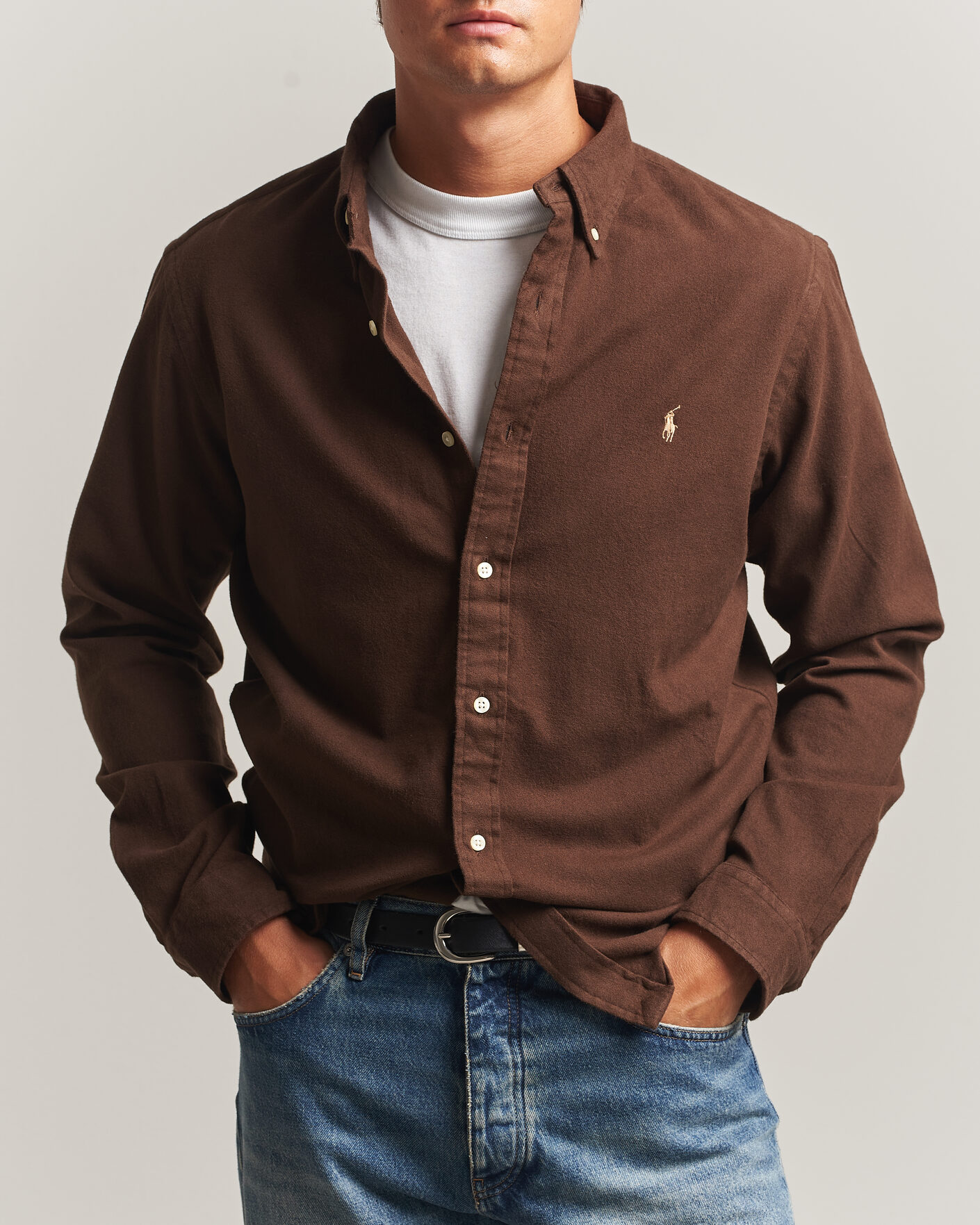 Herr | Skjortor | Polo Ralph Lauren | Custom Fit Brushed Flannel Shirt Nutmeg Brown