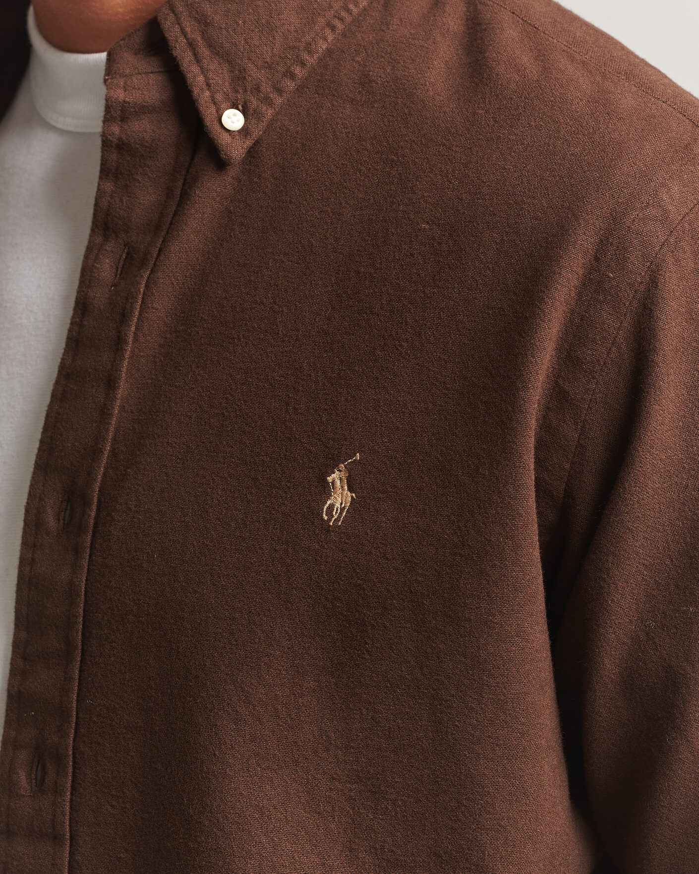Herr | Skjortor | Polo Ralph Lauren | Custom Fit Brushed Flannel Shirt Nutmeg Brown