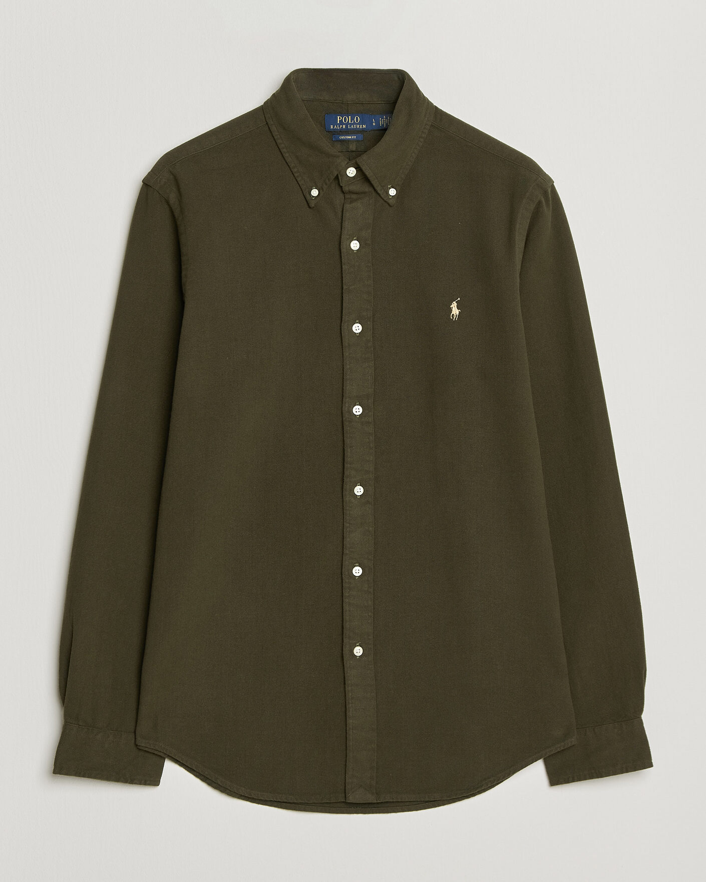 Herr | Skjortor | Polo Ralph Lauren | Custom Fit Brushed Flannel Shirt Company Olive