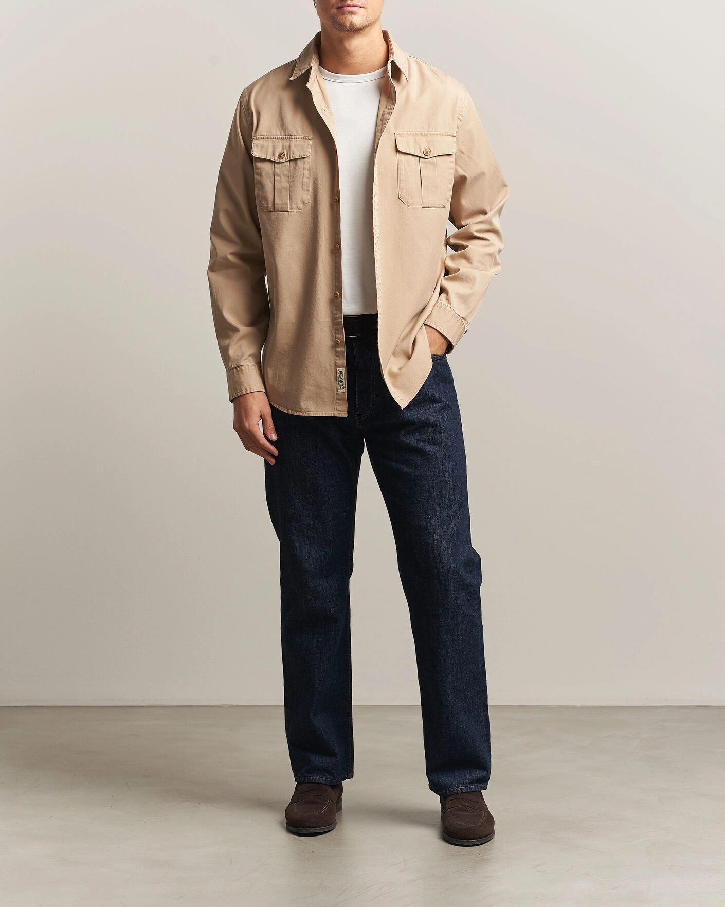 Herr | Skjortor | Polo Ralph Lauren | Litchfield Washed Chino Overshirt Vintage Khaki