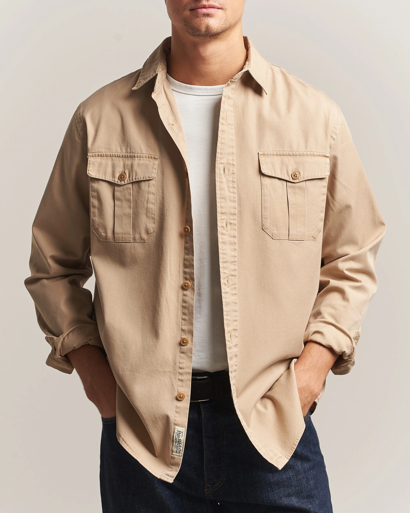 Herr | Skjortor | Polo Ralph Lauren | Litchfield Washed Chino Overshirt Vintage Khaki