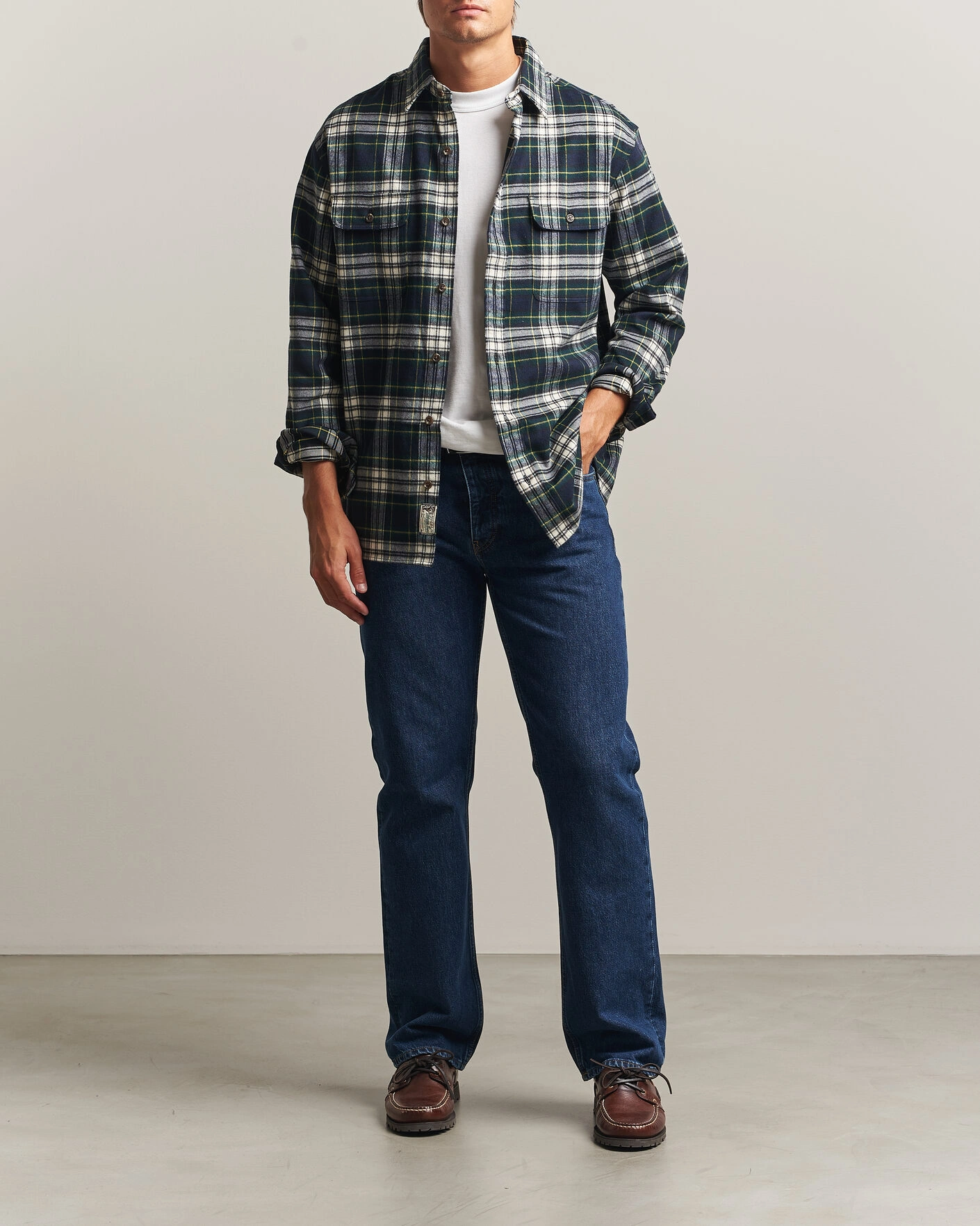 Herr | Skjortor | Polo Ralph Lauren | Classic Fit Shaggy Flannel Shirt Navy Green