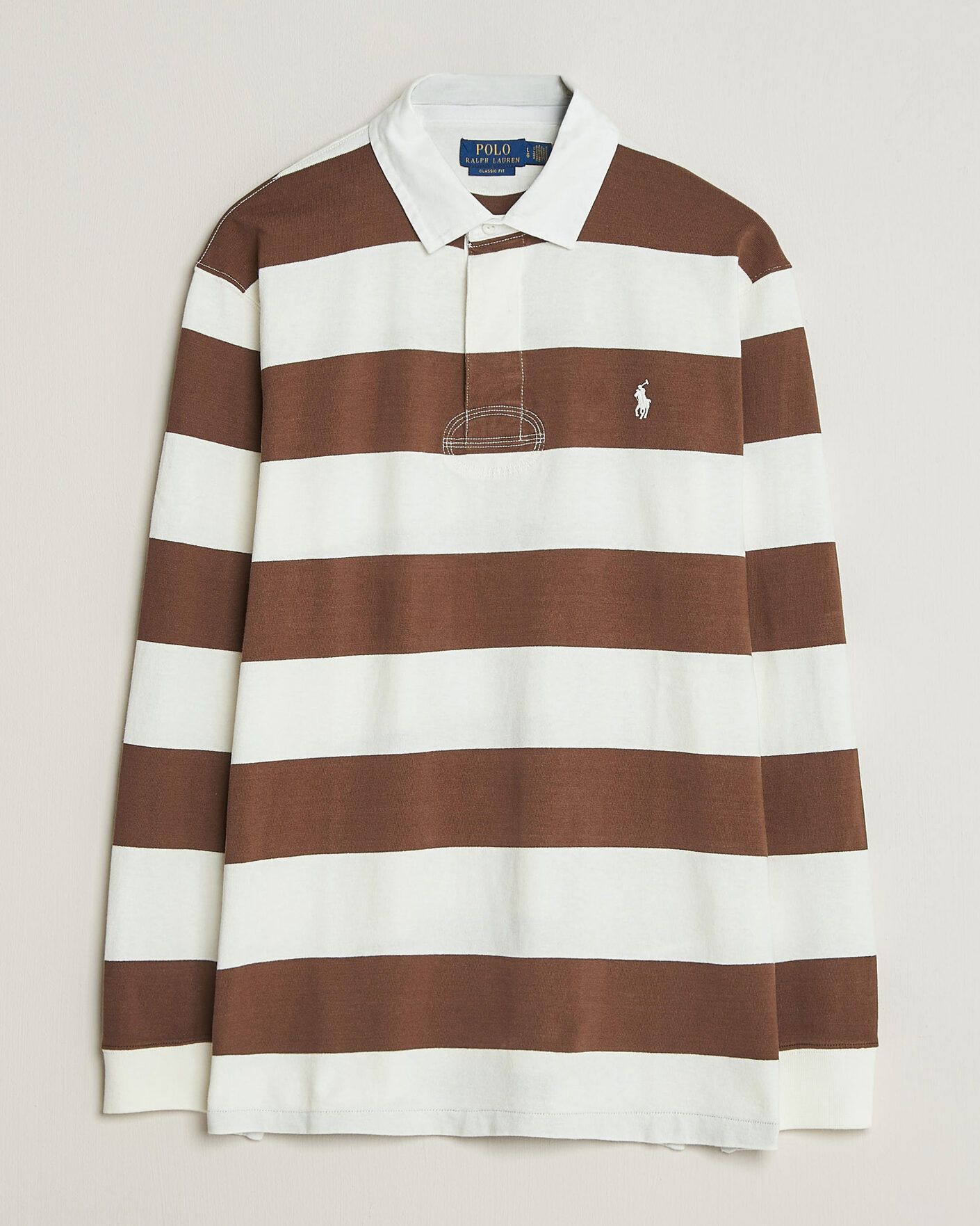 Herr | Tröjor | Polo Ralph Lauren | Striped Jersey Rugger Cream/Brown