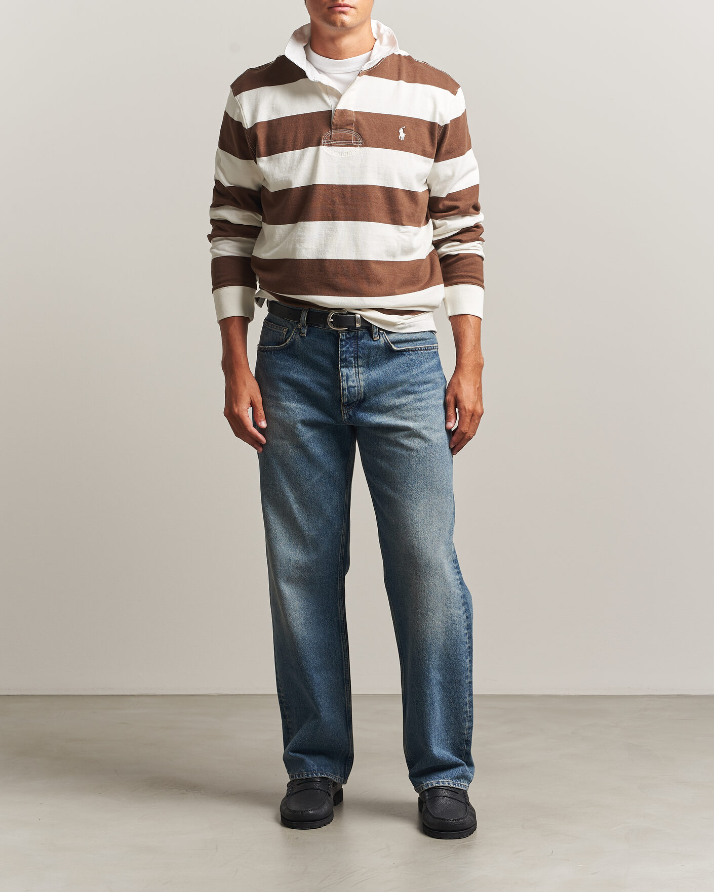 Herr | Tröjor | Polo Ralph Lauren | Striped Jersey Rugger Cream/Brown