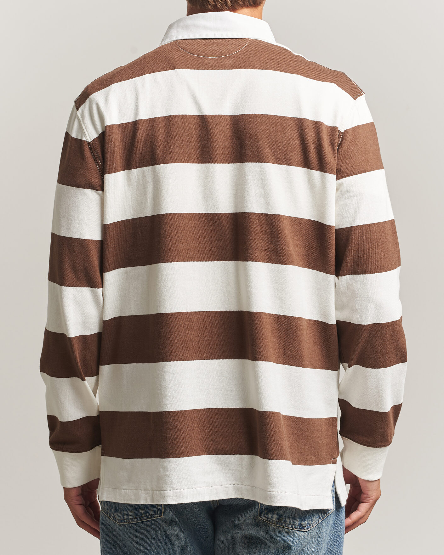 Herr | Tröjor | Polo Ralph Lauren | Striped Jersey Rugger Cream/Brown