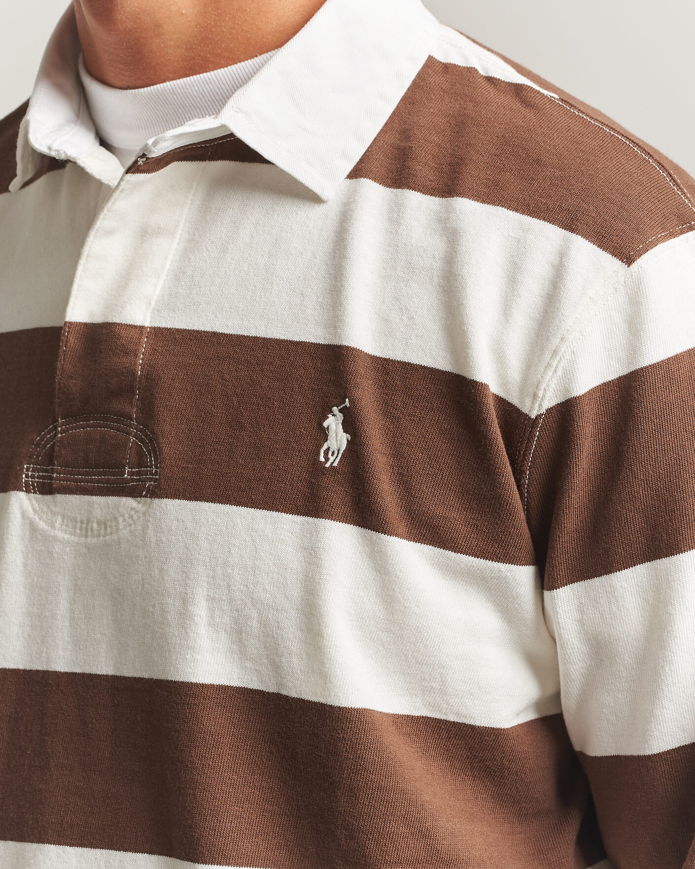 Herr | Tröjor | Polo Ralph Lauren | Striped Jersey Rugger Cream/Brown