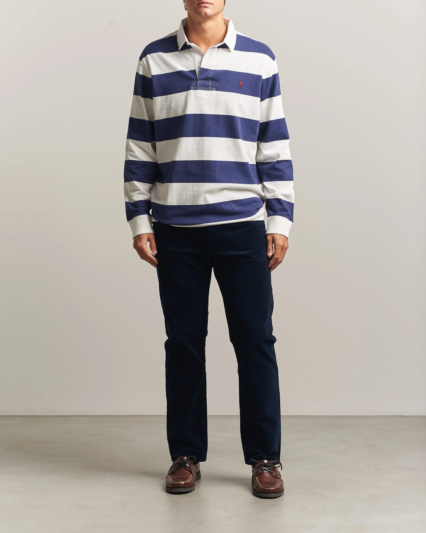 Herr | Tröjor | Polo Ralph Lauren | Striped Jersey Rugger Cream/Navy