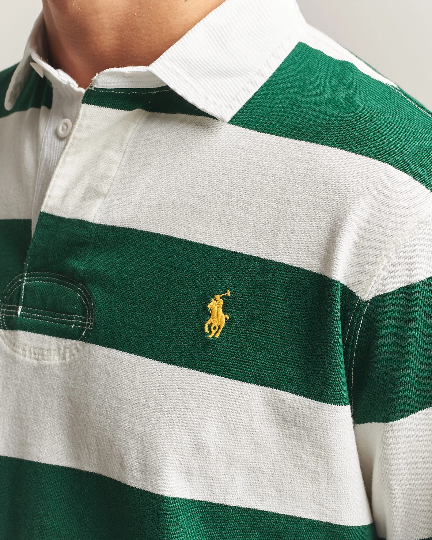 Herr | Tröjor | Polo Ralph Lauren | Striped Jersey Rugger Cream/Forest