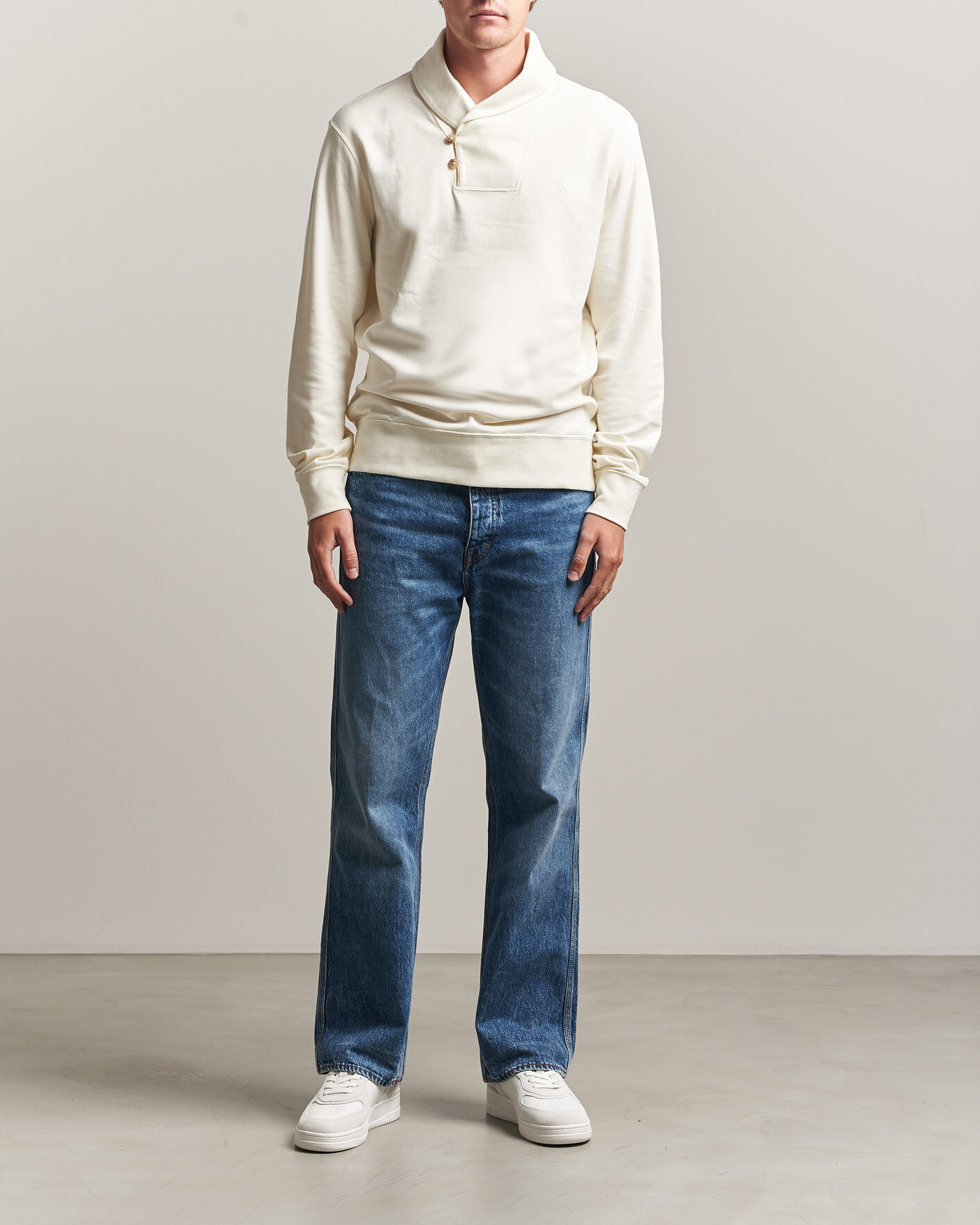 Herr | Tröjor | Polo Ralph Lauren | Double Knitted Shawl Collar Sweater Pale Cream