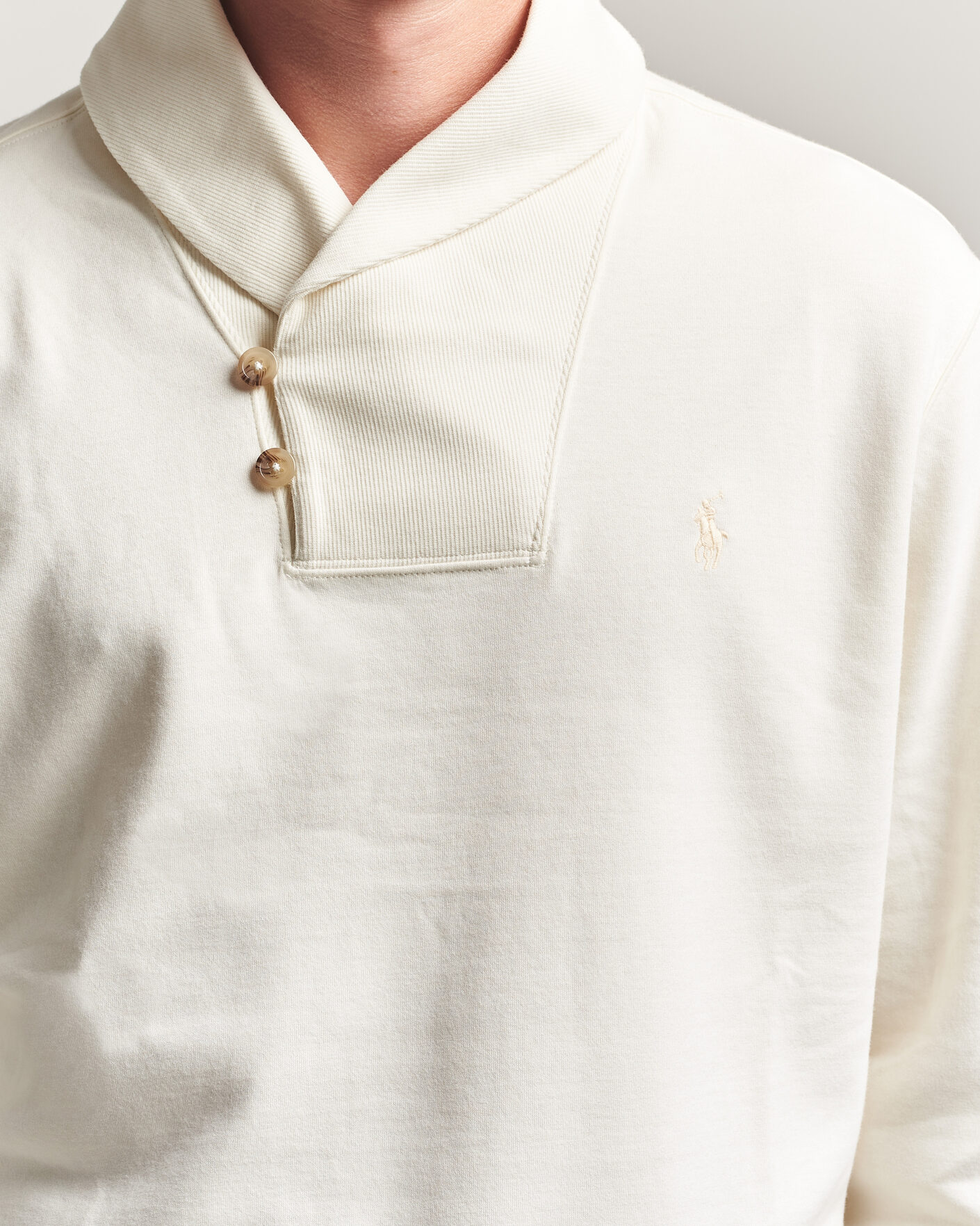 Herr | Tröjor | Polo Ralph Lauren | Double Knitted Shawl Collar Sweater Pale Cream