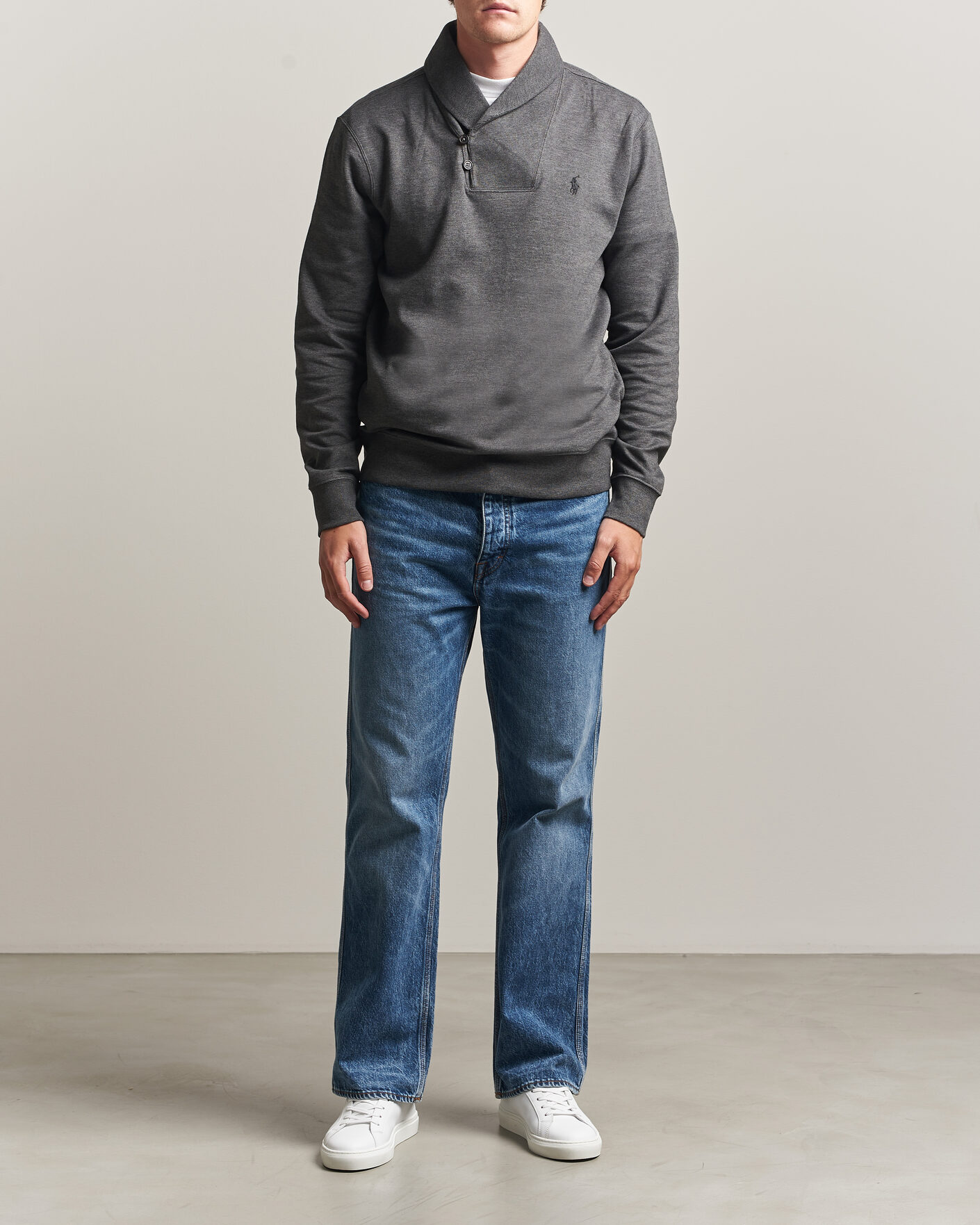 Herr | Tröjor | Polo Ralph Lauren | Double Knitted Shawl Collar Sweater Windsor Heather