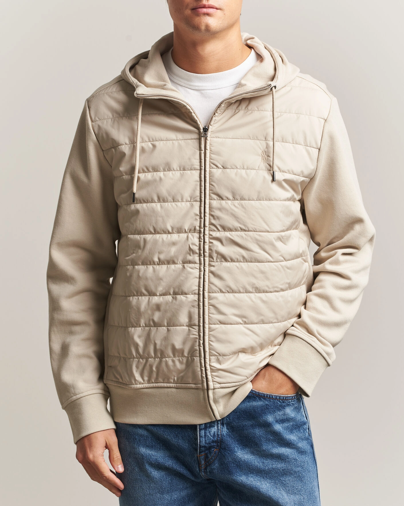 Herr | Tröjor | Polo Ralph Lauren | Double Knitted Jaquard Full Zip Hoodie Stoneware Grey