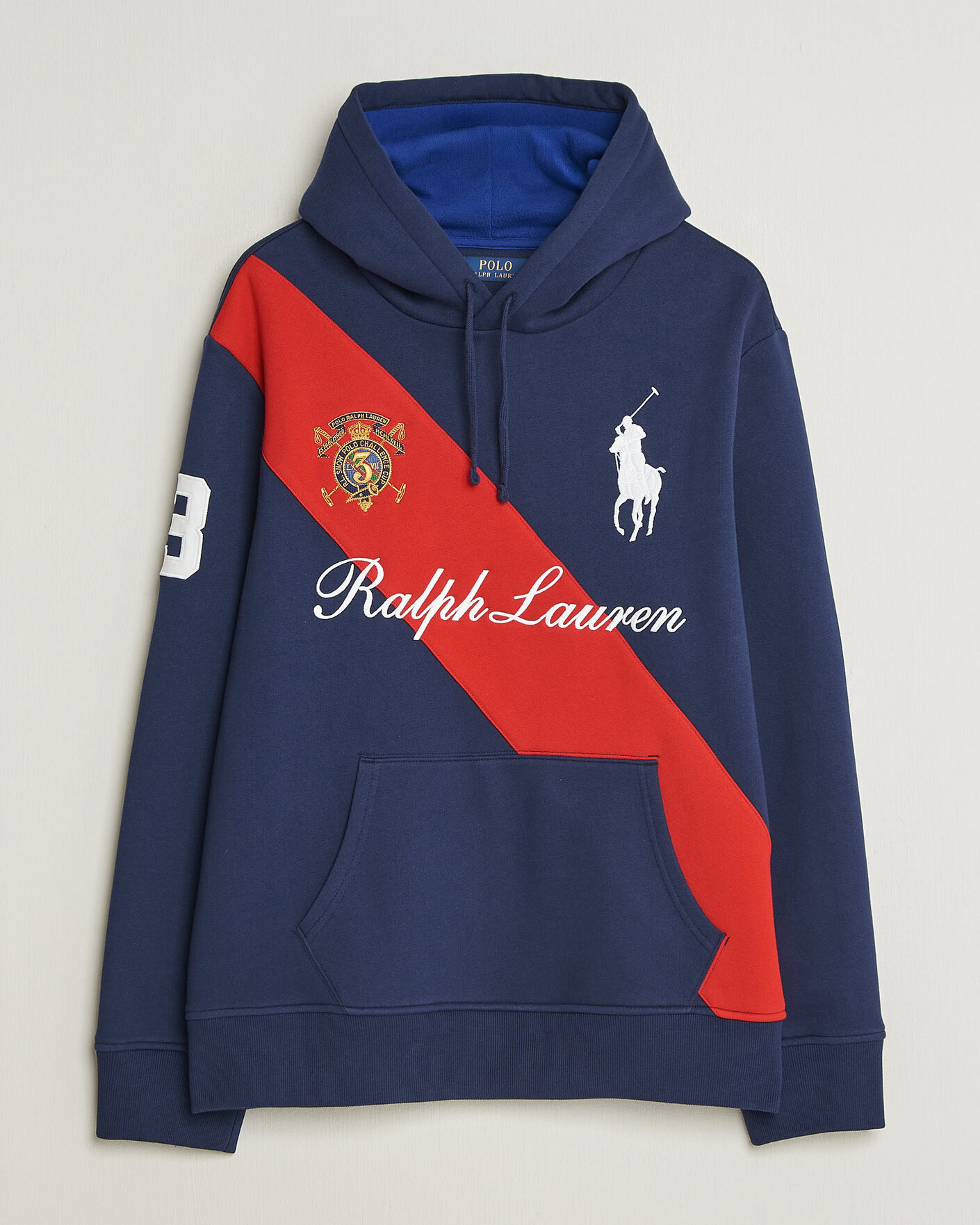 Herr | Tröjor | Polo Ralph Lauren | Diagonal Stripe Big Pony Hoodie Newport Navy