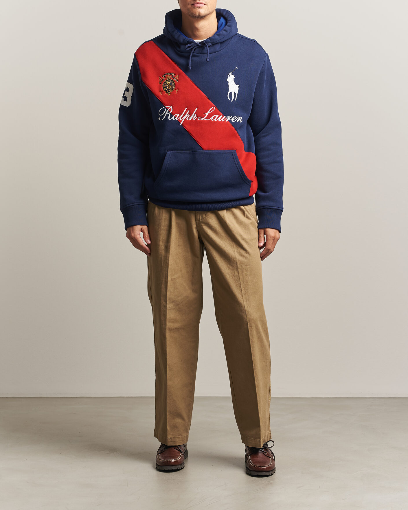 Herr | Tröjor | Polo Ralph Lauren | Diagonal Stripe Big Pony Hoodie Newport Navy