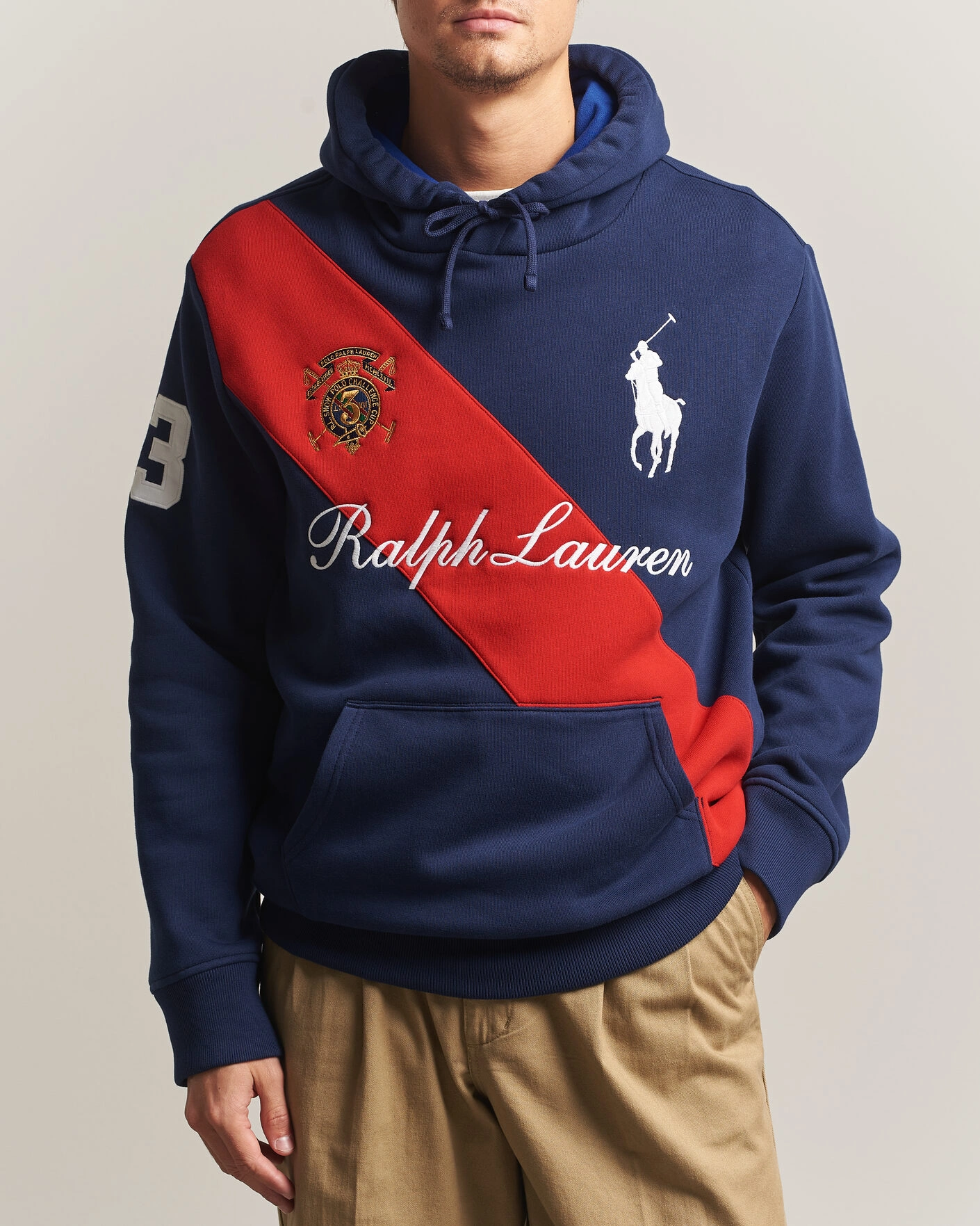 Herr | Tröjor | Polo Ralph Lauren | Diagonal Stripe Big Pony Hoodie Newport Navy