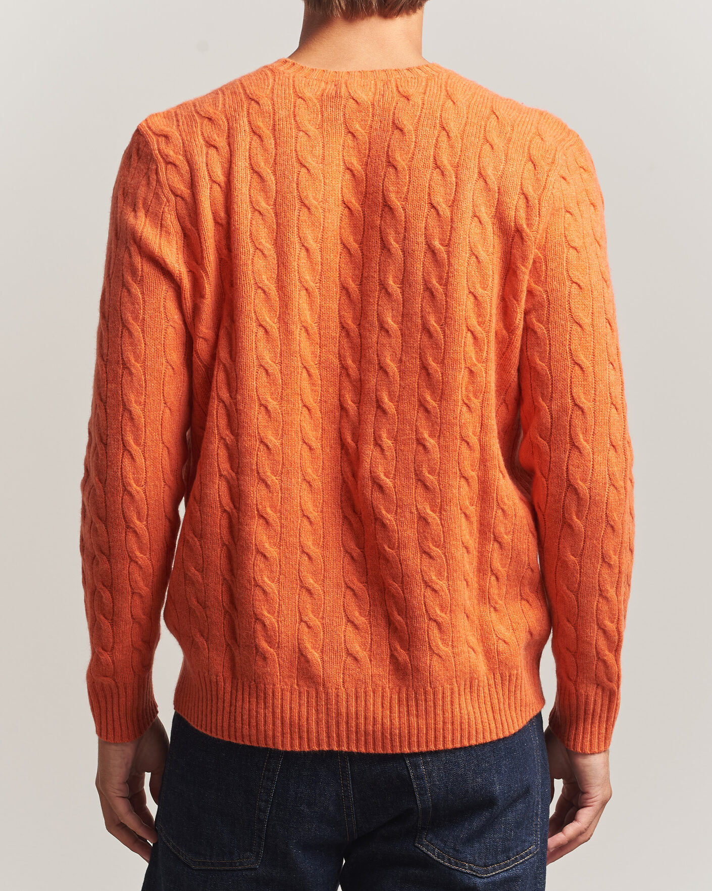 Herr | Tröjor | Polo Ralph Lauren | Wool/Cashmere Cable Crew Neck Orange Jasper Heather