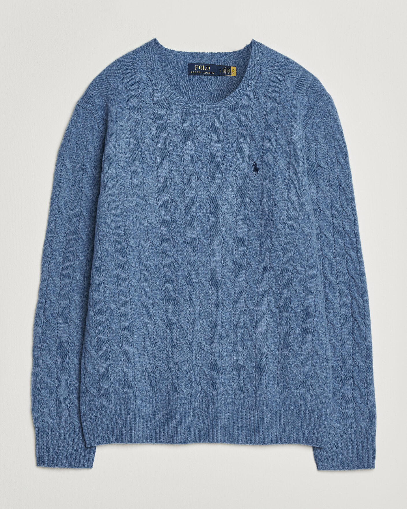 Herr | Tröjor | Polo Ralph Lauren | Wool/Cashmere Cable Crew Neck Blue Borage Heather