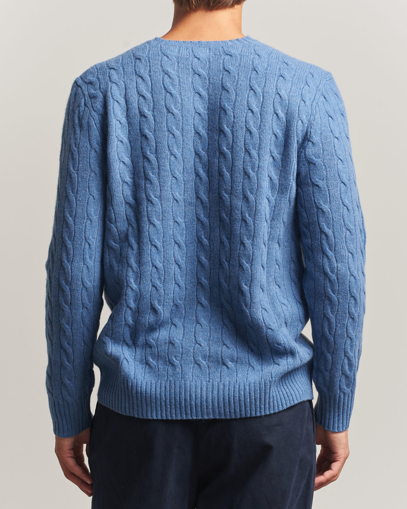 Herr | Tröjor | Polo Ralph Lauren | Wool/Cashmere Cable Crew Neck Blue Borage Heather