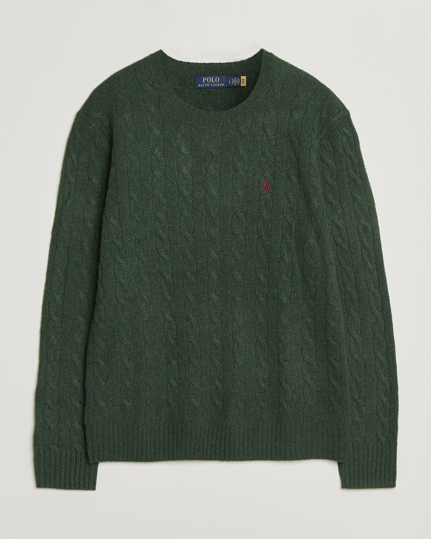 Herr | Tröjor | Polo Ralph Lauren | Wool/Cashmere Cable Crew Neck Lodgepole Pine Heather