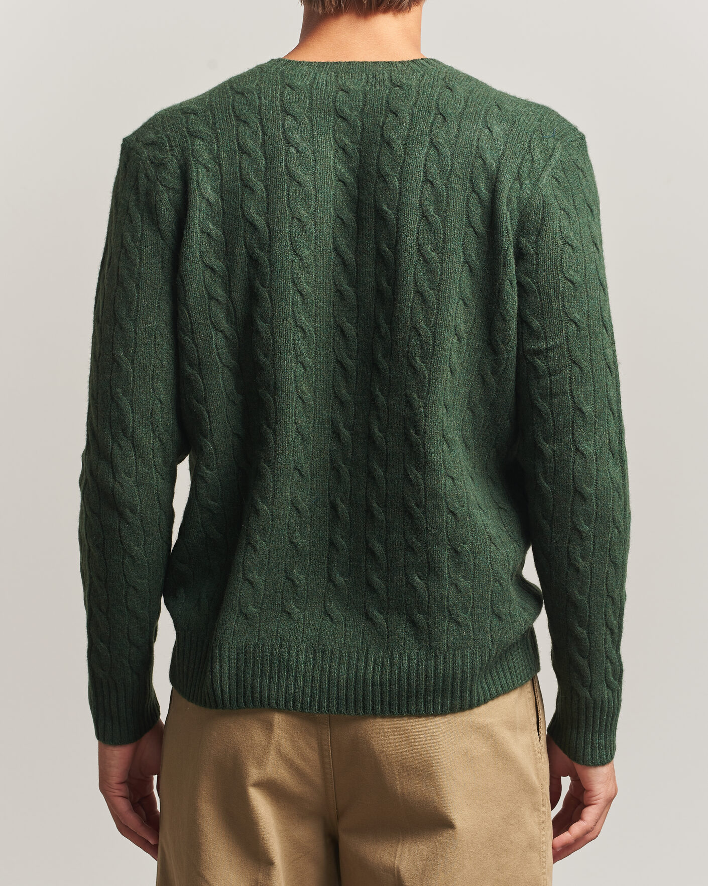 Herr | Tröjor | Polo Ralph Lauren | Wool/Cashmere Cable Crew Neck Lodgepole Pine Heather