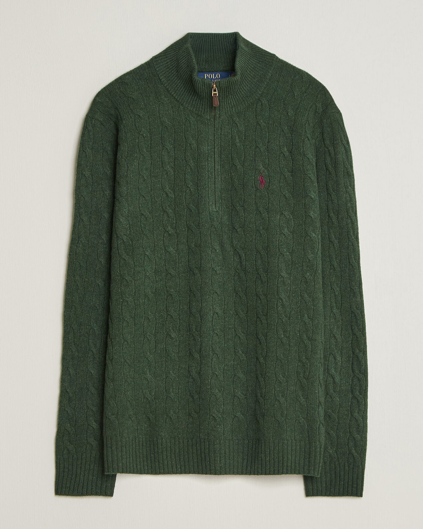Herr | Tröjor | Polo Ralph Lauren | Wool/Cashmere Cable Half Zip Lodgepole Pine Heather