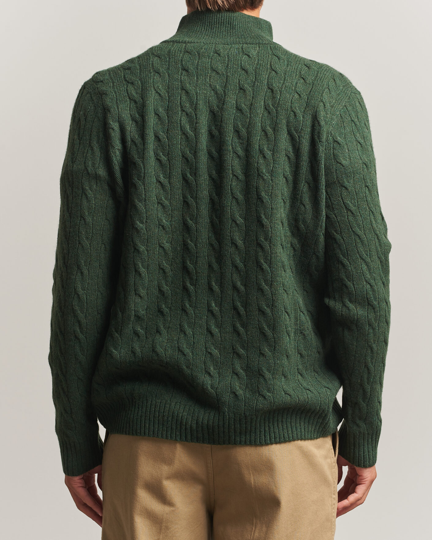 Herr | Tröjor | Polo Ralph Lauren | Wool/Cashmere Cable Half Zip Lodgepole Pine Heather