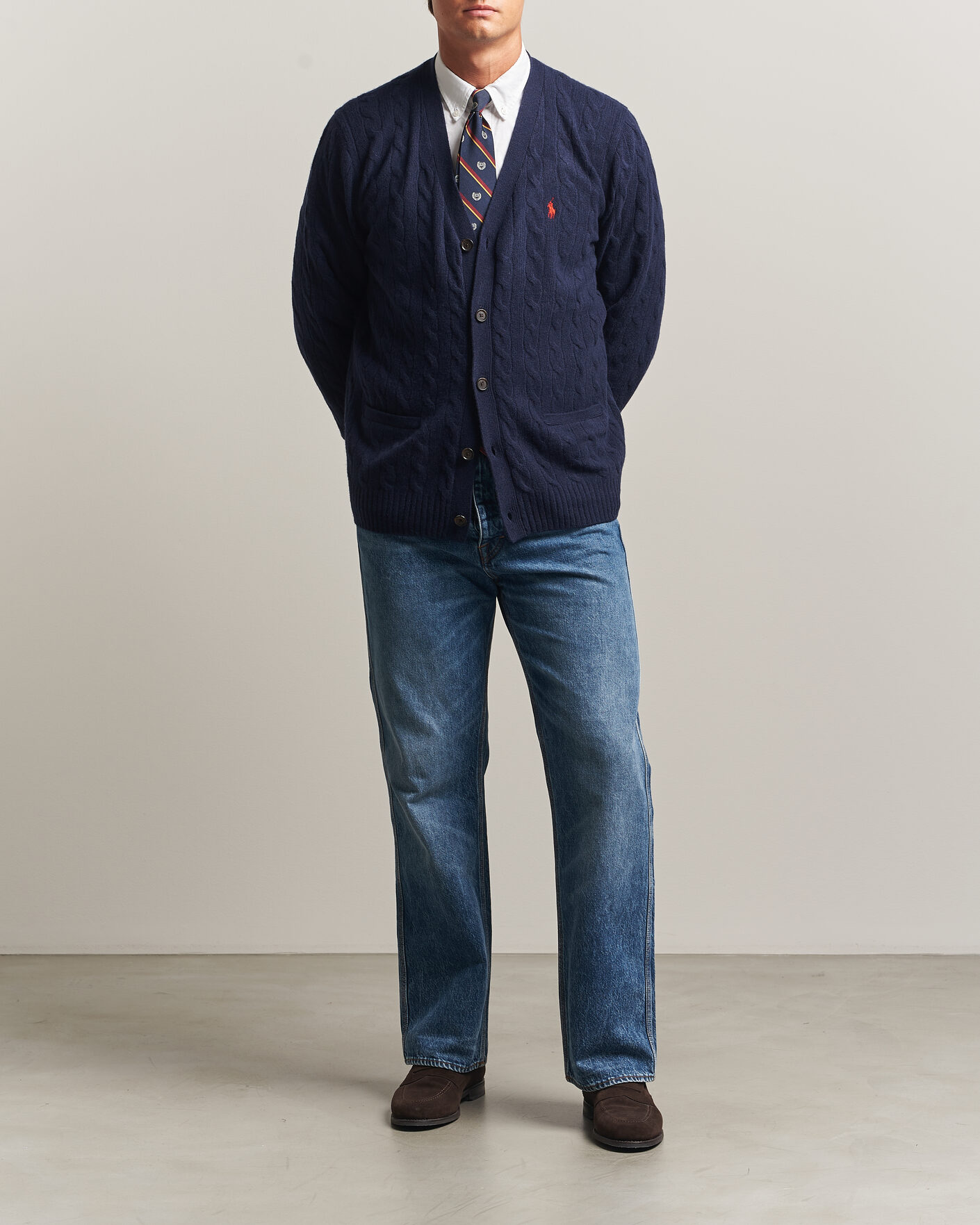 Herr | Tröjor | Polo Ralph Lauren | Wool/Cashmere Cable Cardigan Hunter Navy