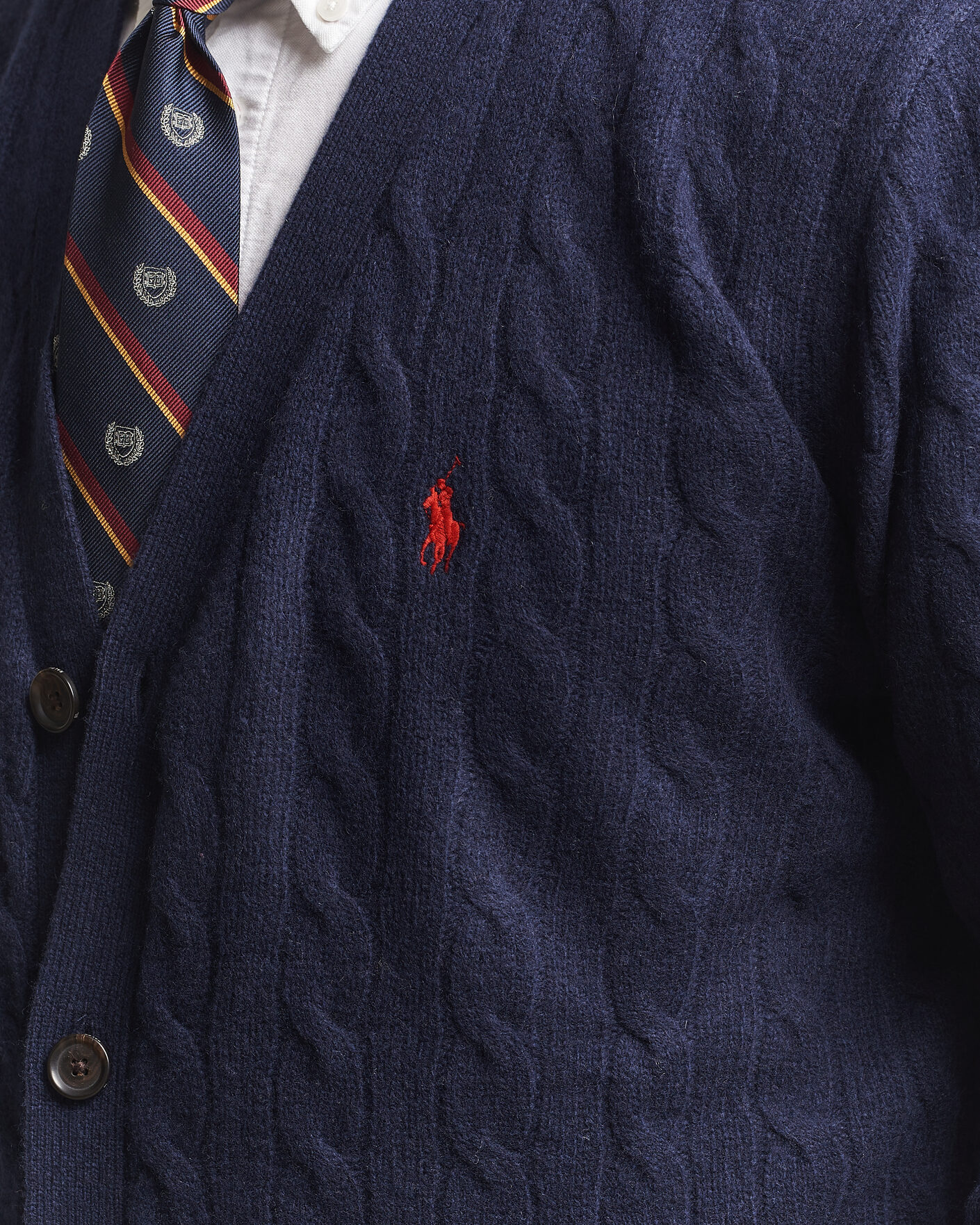 Herr | Tröjor | Polo Ralph Lauren | Wool/Cashmere Cable Cardigan Hunter Navy