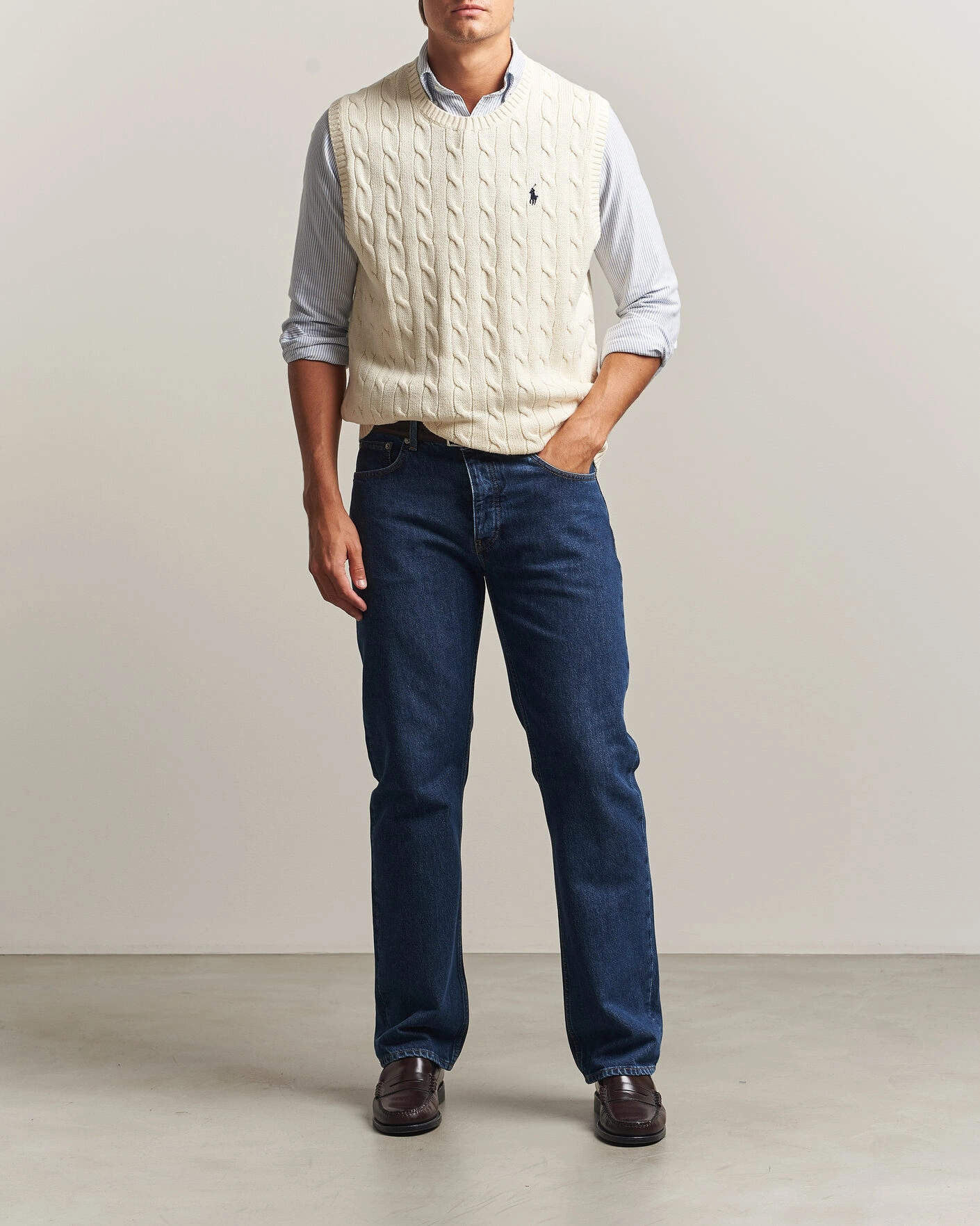 Herr | Tröjor | Polo Ralph Lauren | Cotton Cable Vest Andover Cream