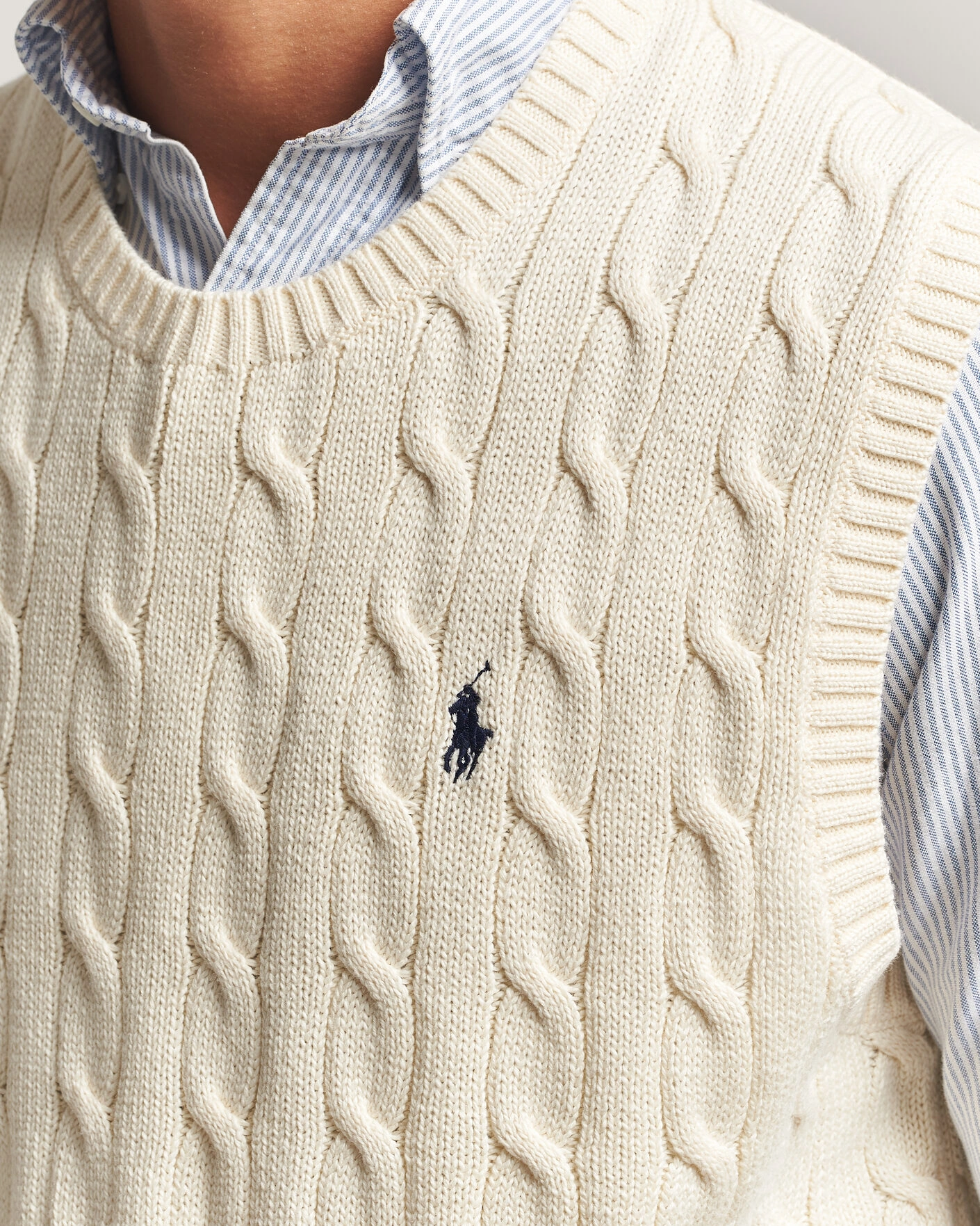 Herr | Tröjor | Polo Ralph Lauren | Cotton Cable Vest Andover Cream