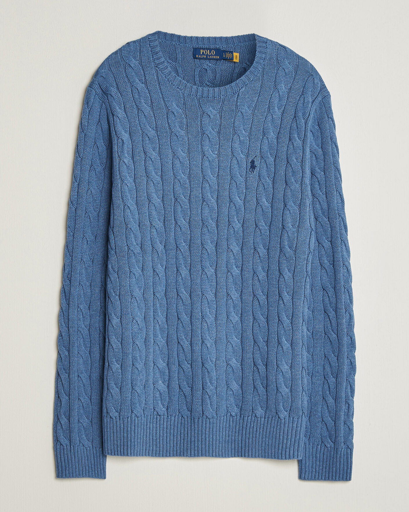 Herr | Tröjor | Polo Ralph Lauren | Cotton Cable Pullover Blue Borage Heather