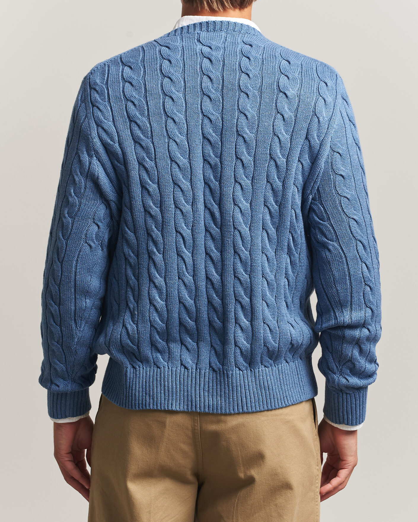 Herr | Tröjor | Polo Ralph Lauren | Cotton Cable Pullover Blue Borage Heather
