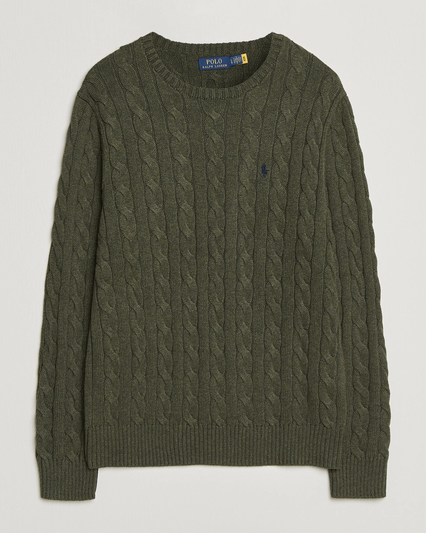 Herr | Tröjor | Polo Ralph Lauren | Cotton Cable Pullover Olive Shrub Heather