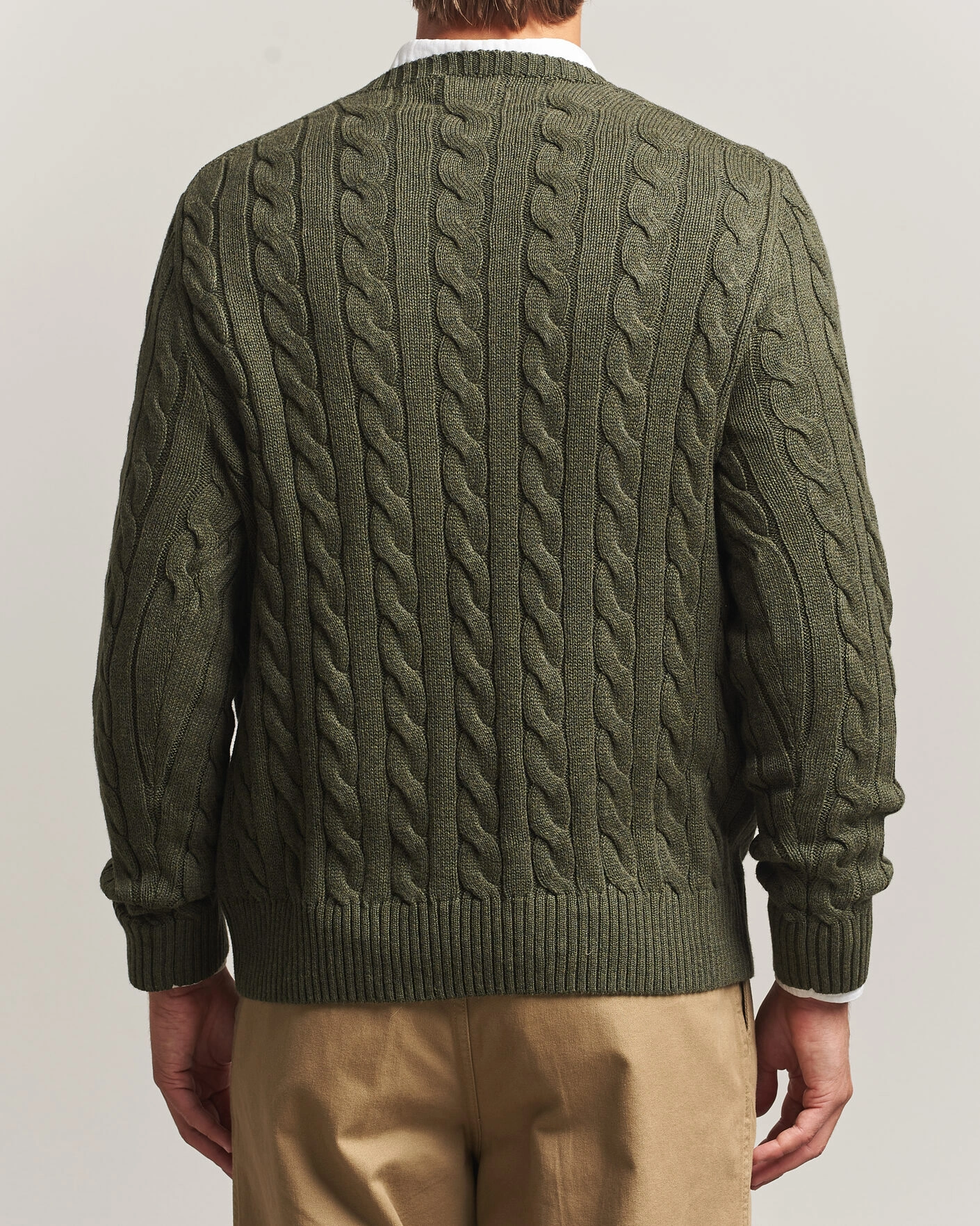 Herr | Tröjor | Polo Ralph Lauren | Cotton Cable Pullover Olive Shrub Heather