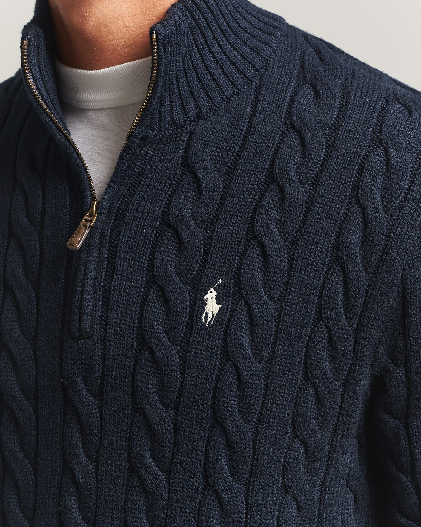 Herr | Tröjor | Polo Ralph Lauren | Cotton Cable Half Zip Hunter Navy