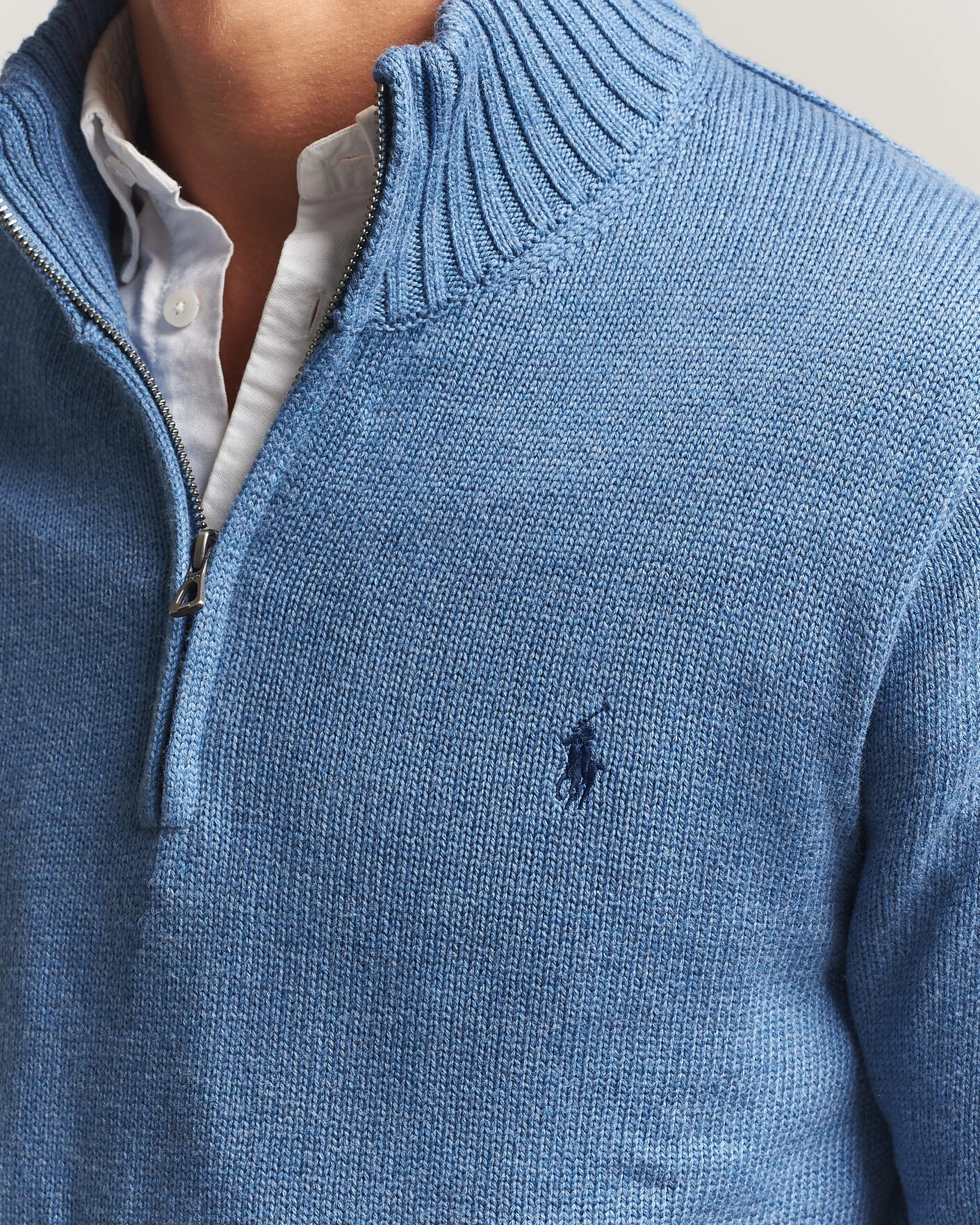 Herr | Tröjor | Polo Ralph Lauren | Cotton Pullover Half Zip Blue Borage Heather