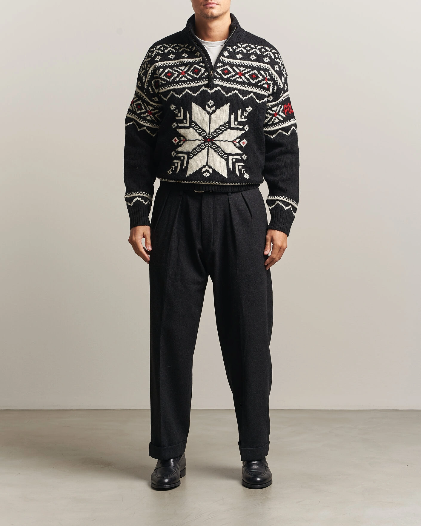 Herr | Tröjor | Polo Ralph Lauren | Wool Cotton Blend Sweater Black Combo